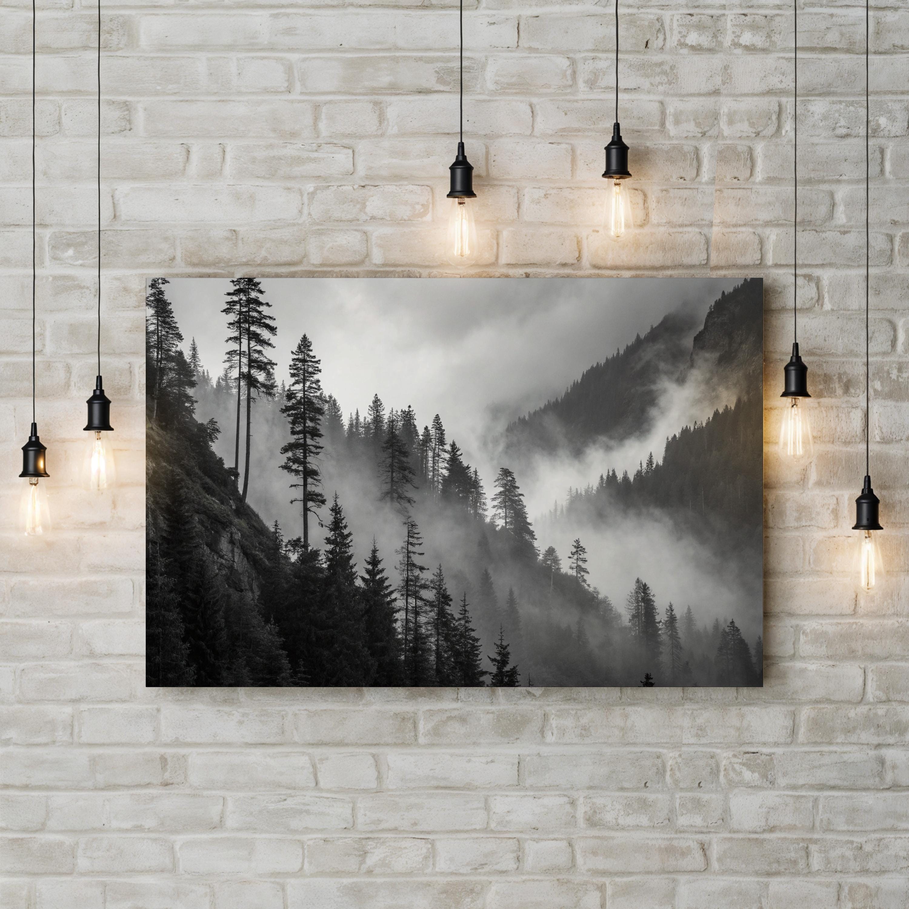 Misty Mountain Forest – Vintage Photography Wall Art | Alpine Landscape Canvas Print