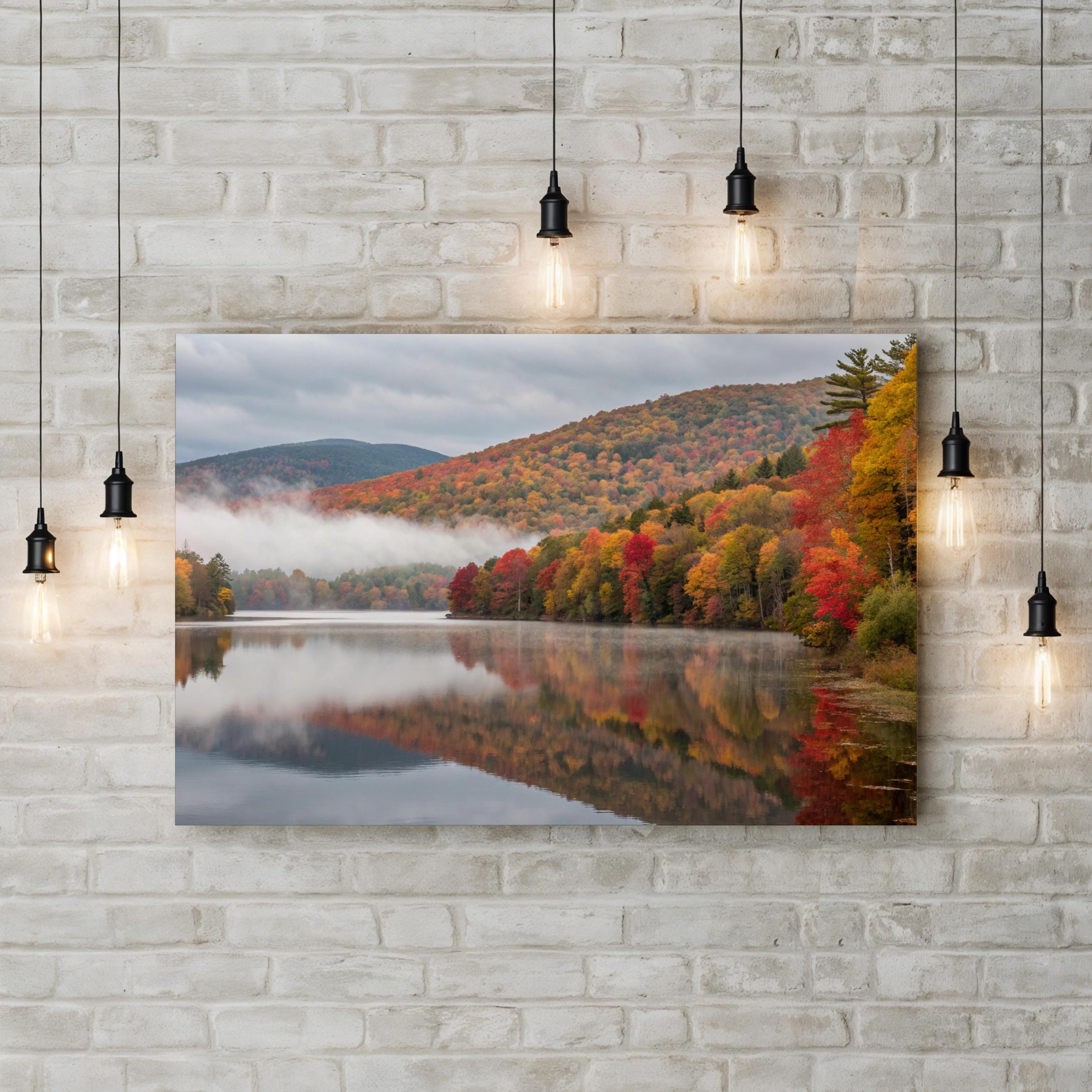 Vermont Serene Autumn Lake Photograph Canvas Print