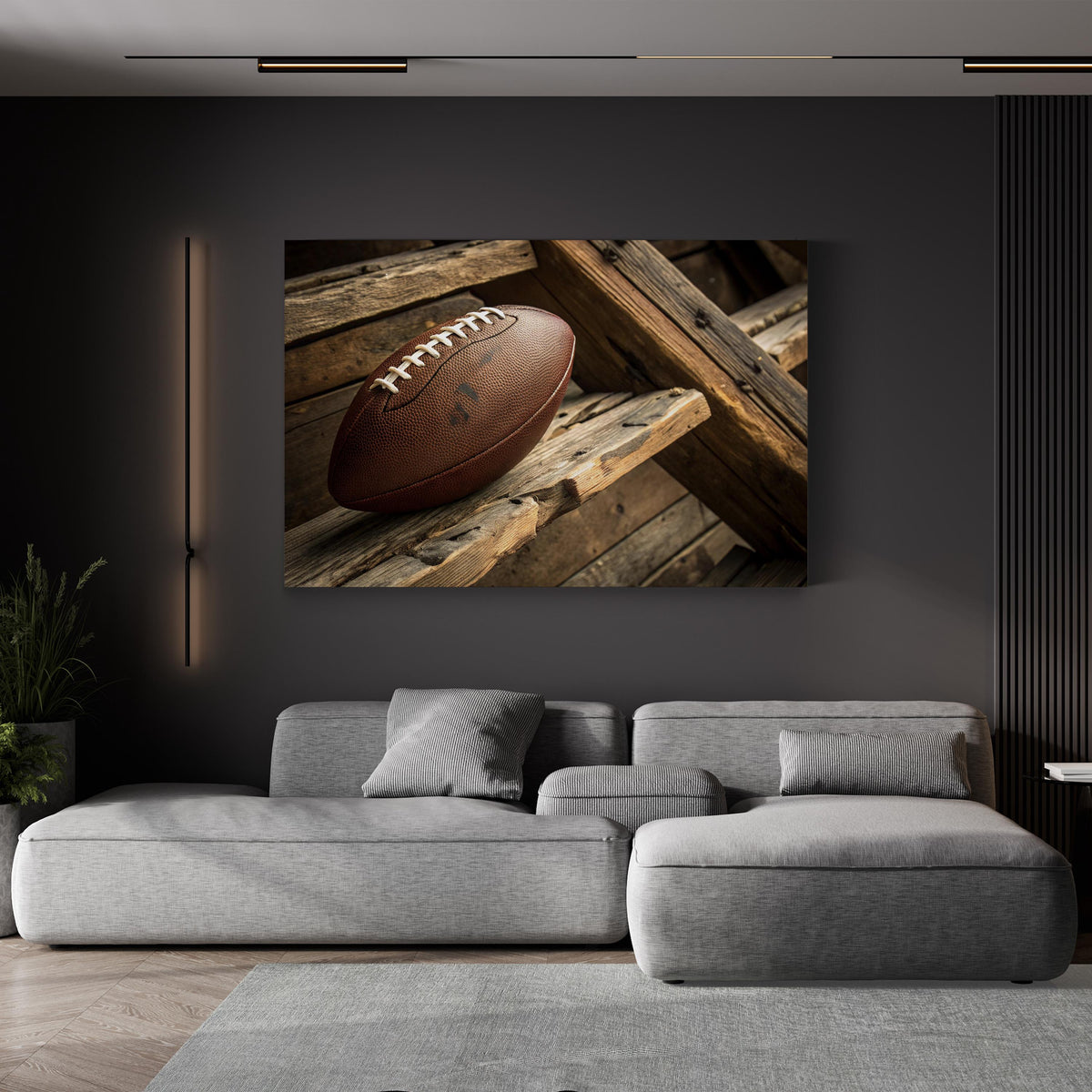 Vintage Football Still Life canvas print in Black frame