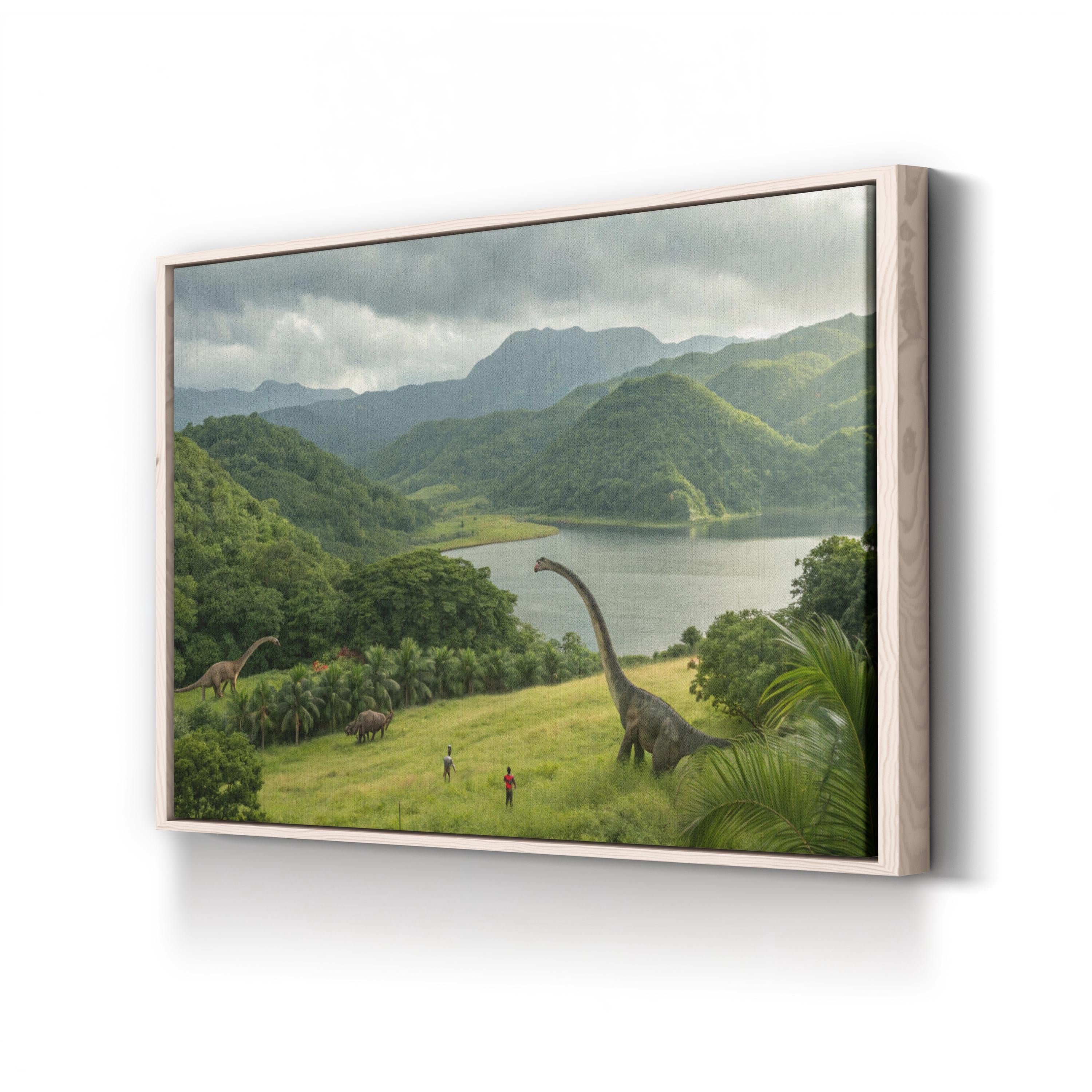 Jurassic Prehistoric Valley – Period Illustration Wall Art | Cinematic Dinosaur Canvas Print