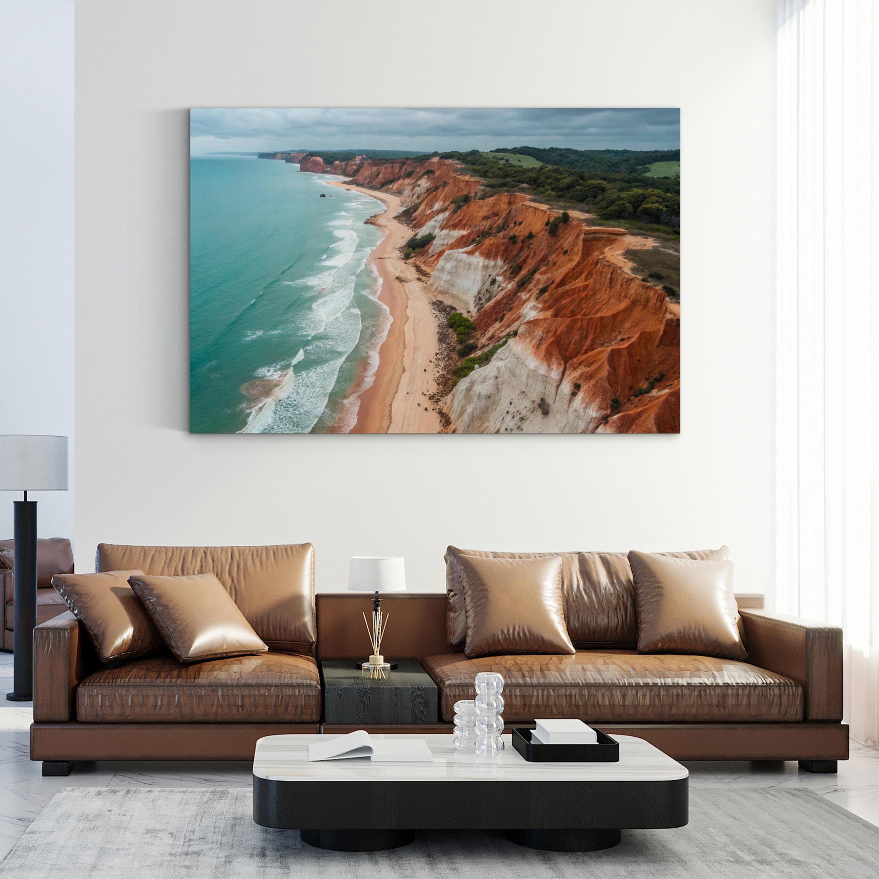 Praia da Falésia Coastal Canvas Print — Algarve Portugal Red Cliffs Ocean Landscape Art