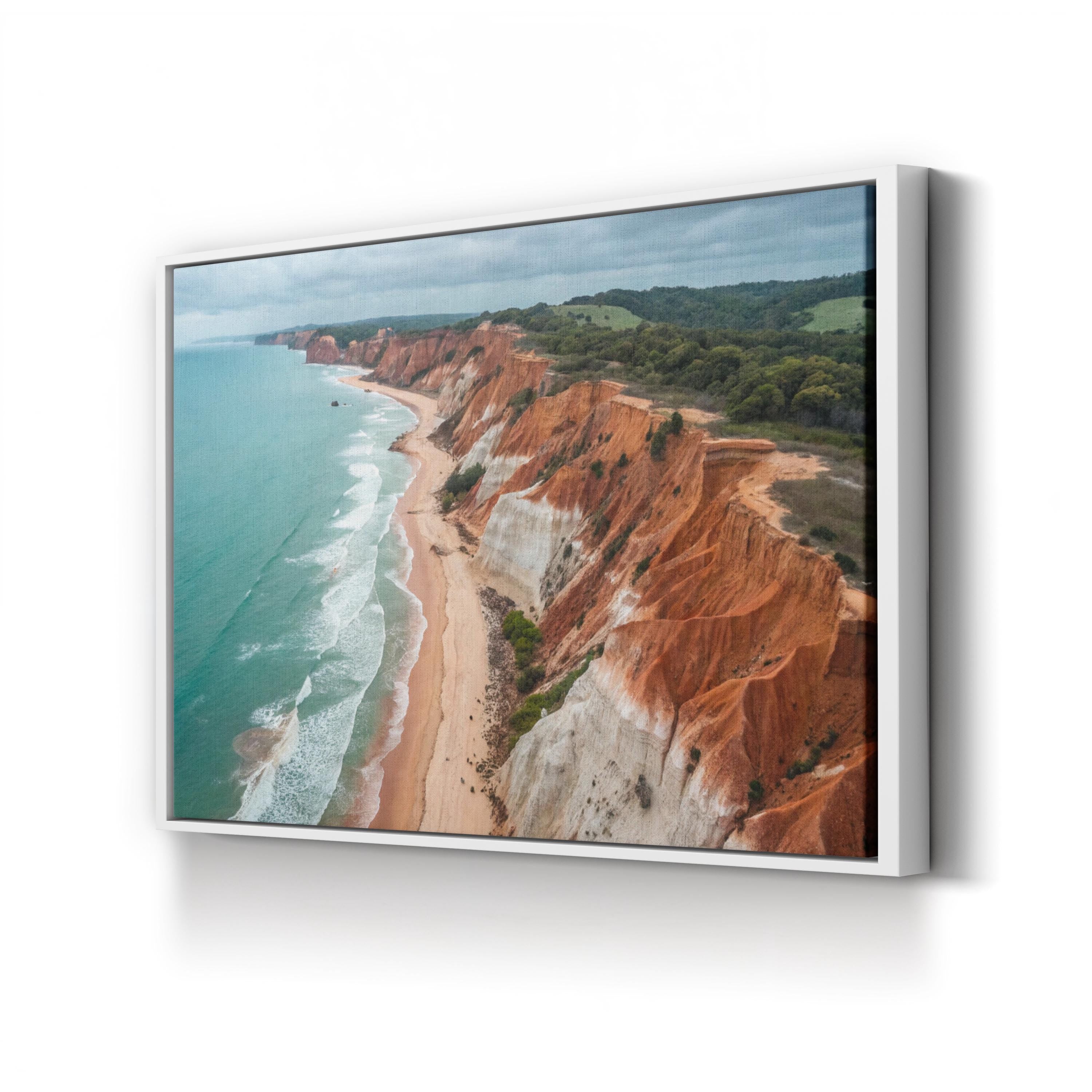 Praia da Falésia Coastal Canvas Print — Algarve Portugal Red Cliffs Ocean Landscape Art