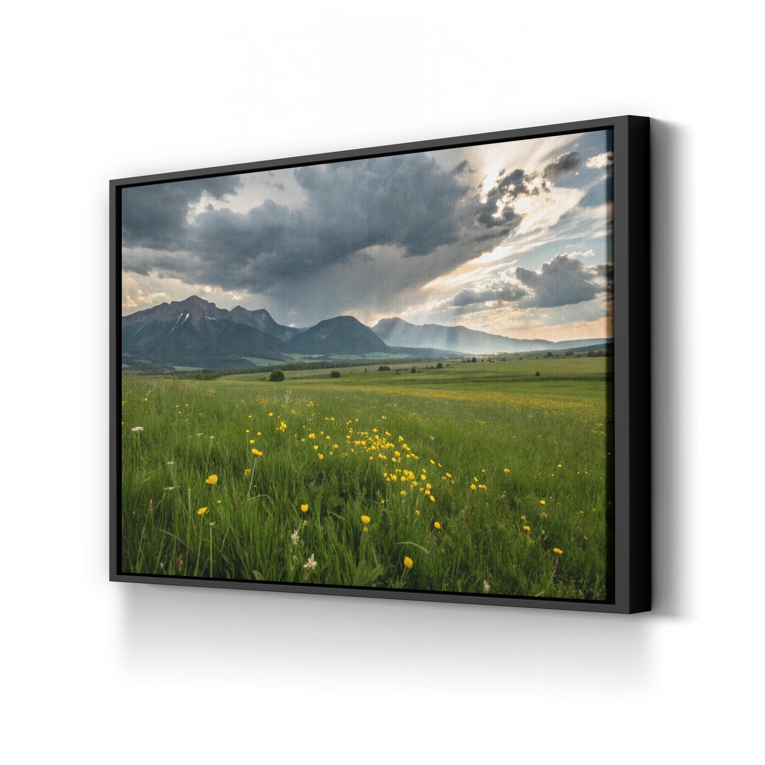 Wildflower Spring Meadow – Vintage Photography Wall Art | Floral Landscape Canvas Print