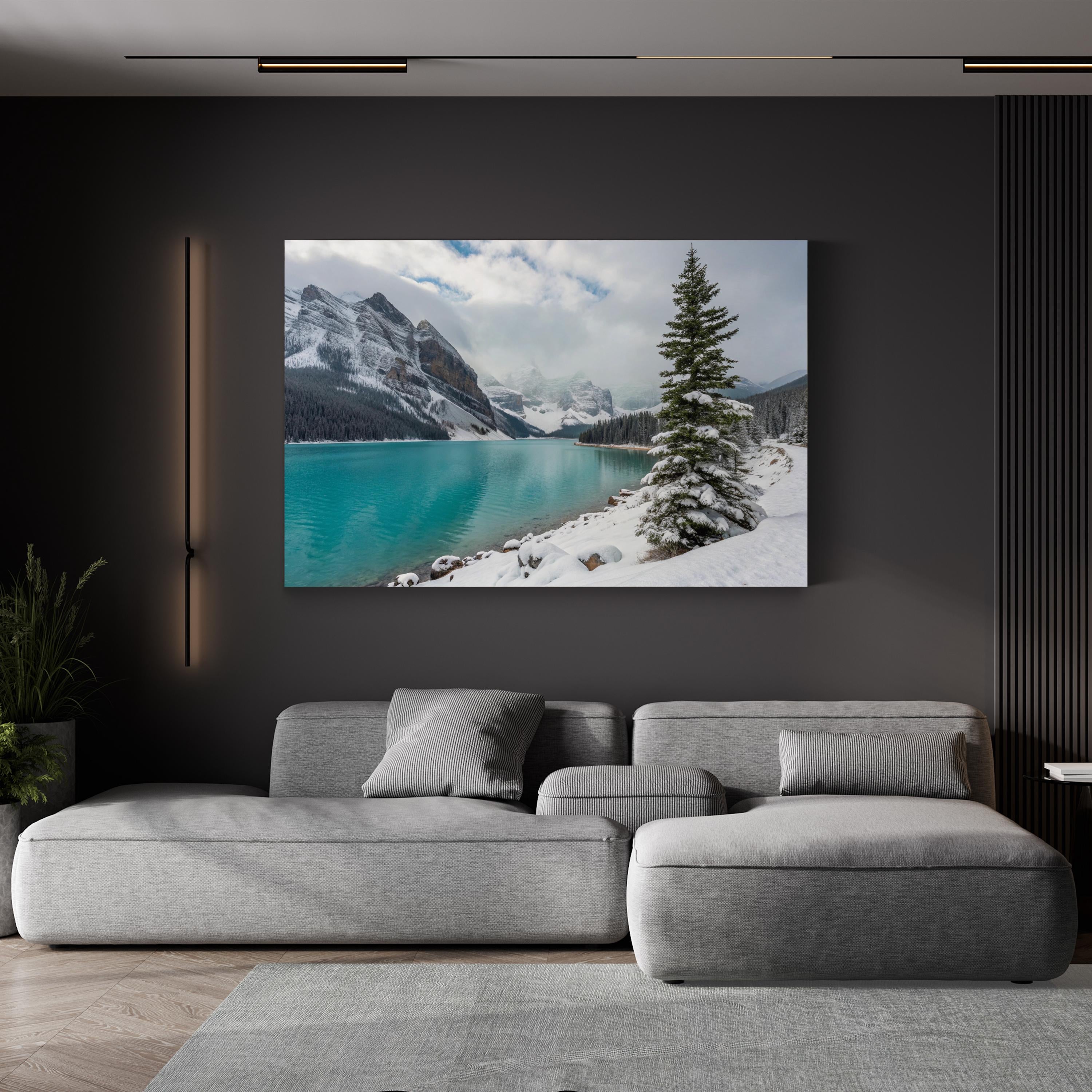 Winter Lake Alpine Snow – Vintage Photography Wall Art | Snowy Landscape Canvas Print