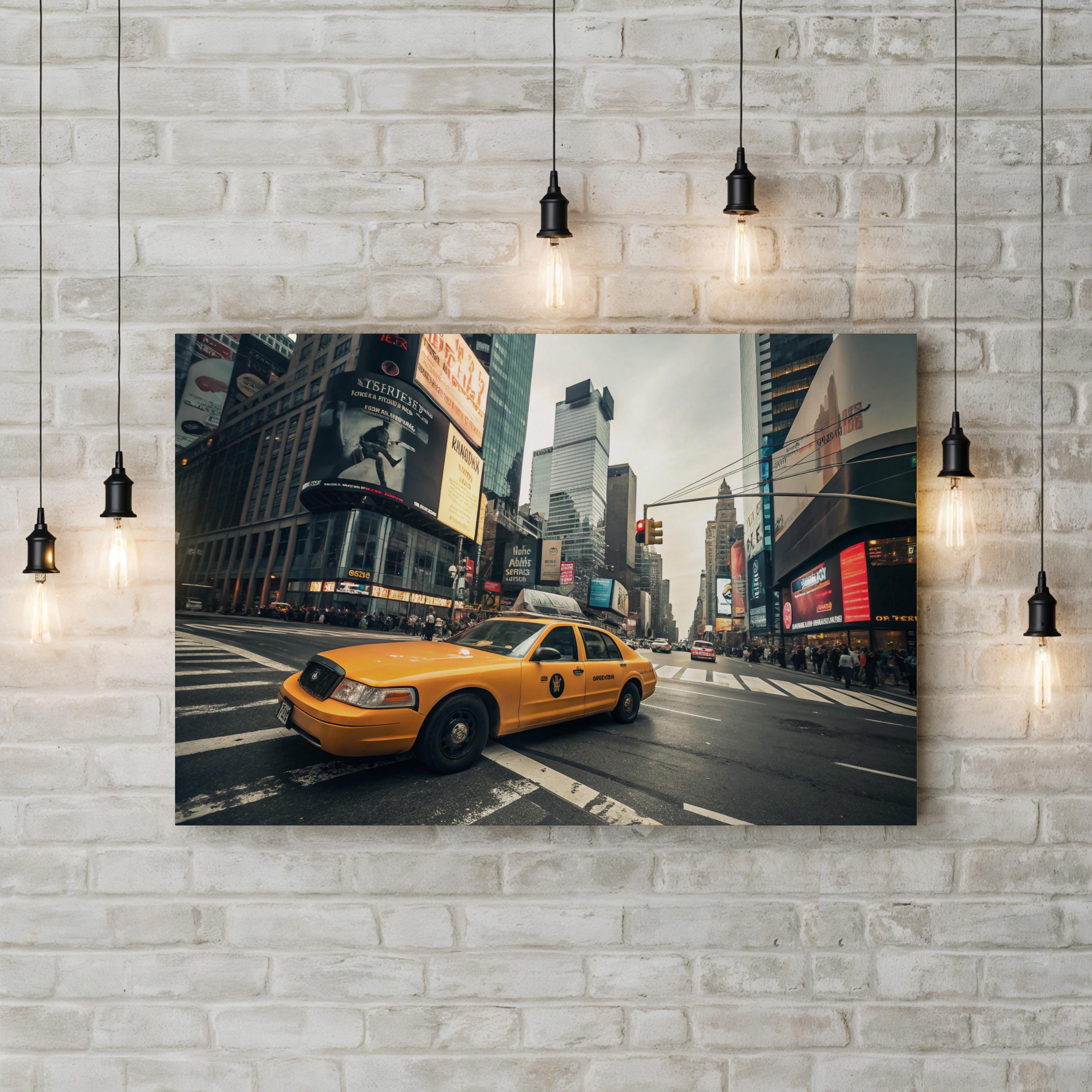Yellow Cab NYC – Vintage Photography Wall Art | City Street Canvas Print