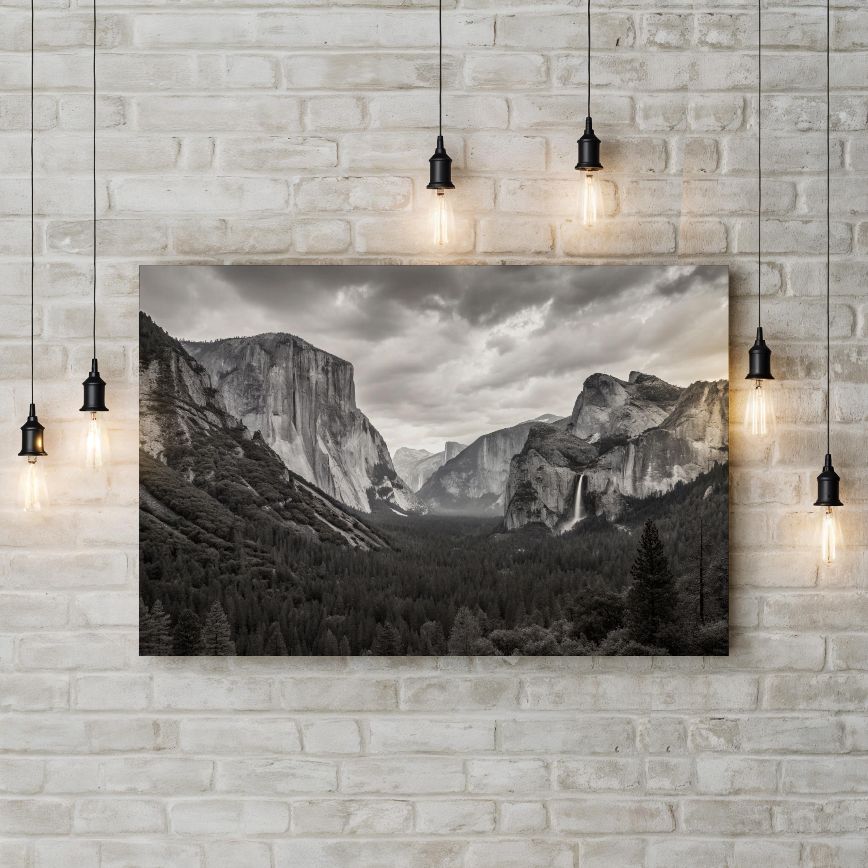 Yosemite Valley – Vintage Photography Wall Art | Black & White Landscape Canvas Print