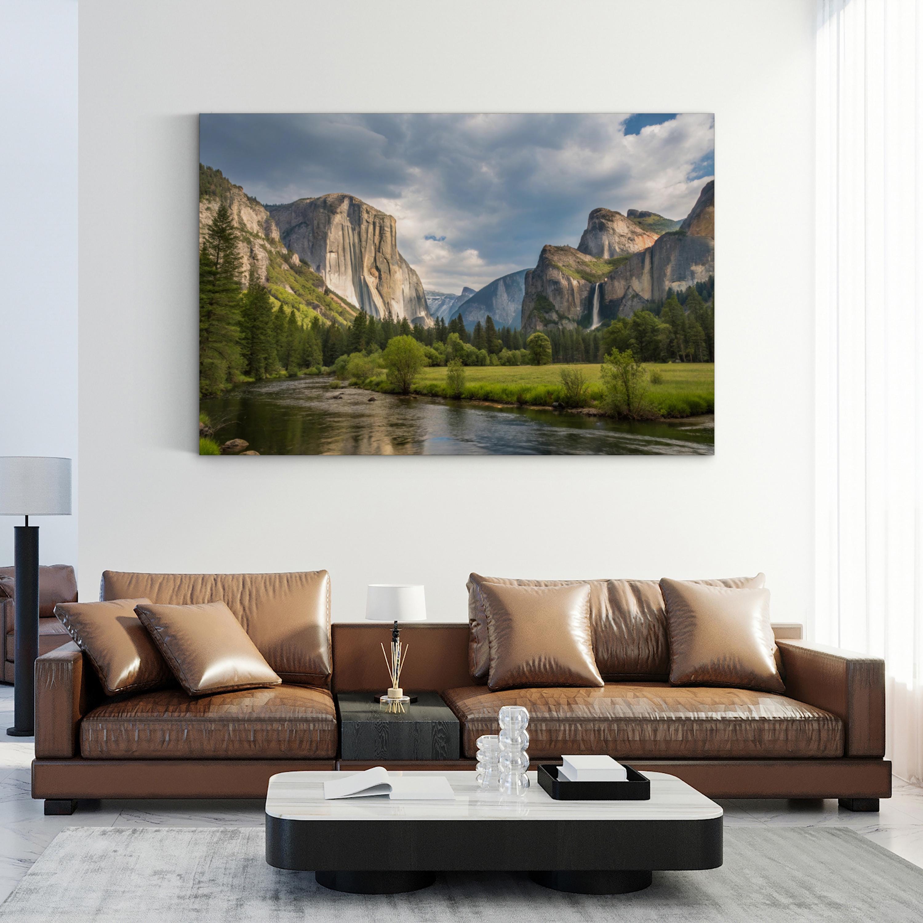 Yosemite Granite Peaks & River – Vintage Photography Wall Art | National Park Canvas Print