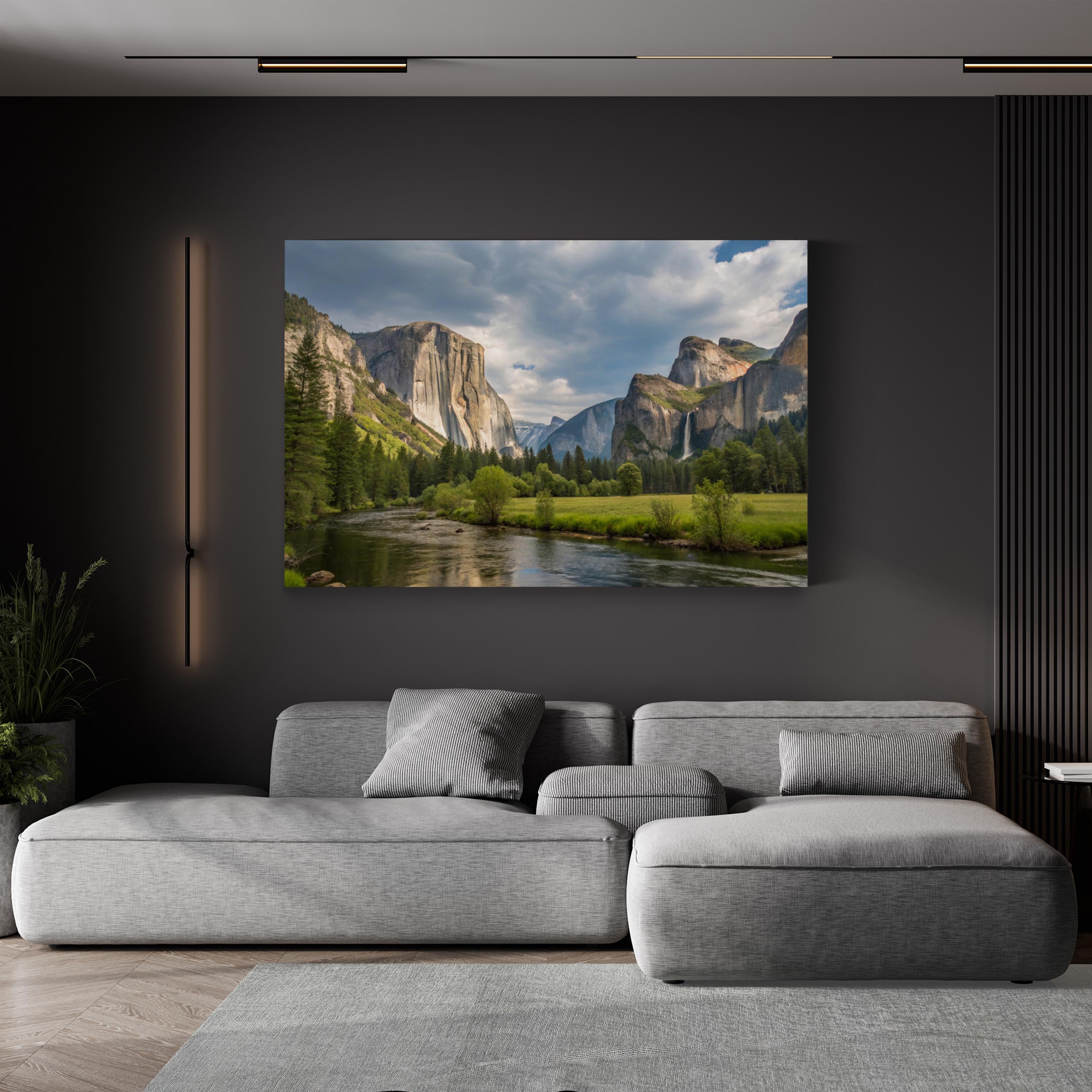 Yosemite Granite Peaks & River – Vintage Photography Wall Art | National Park Canvas Print