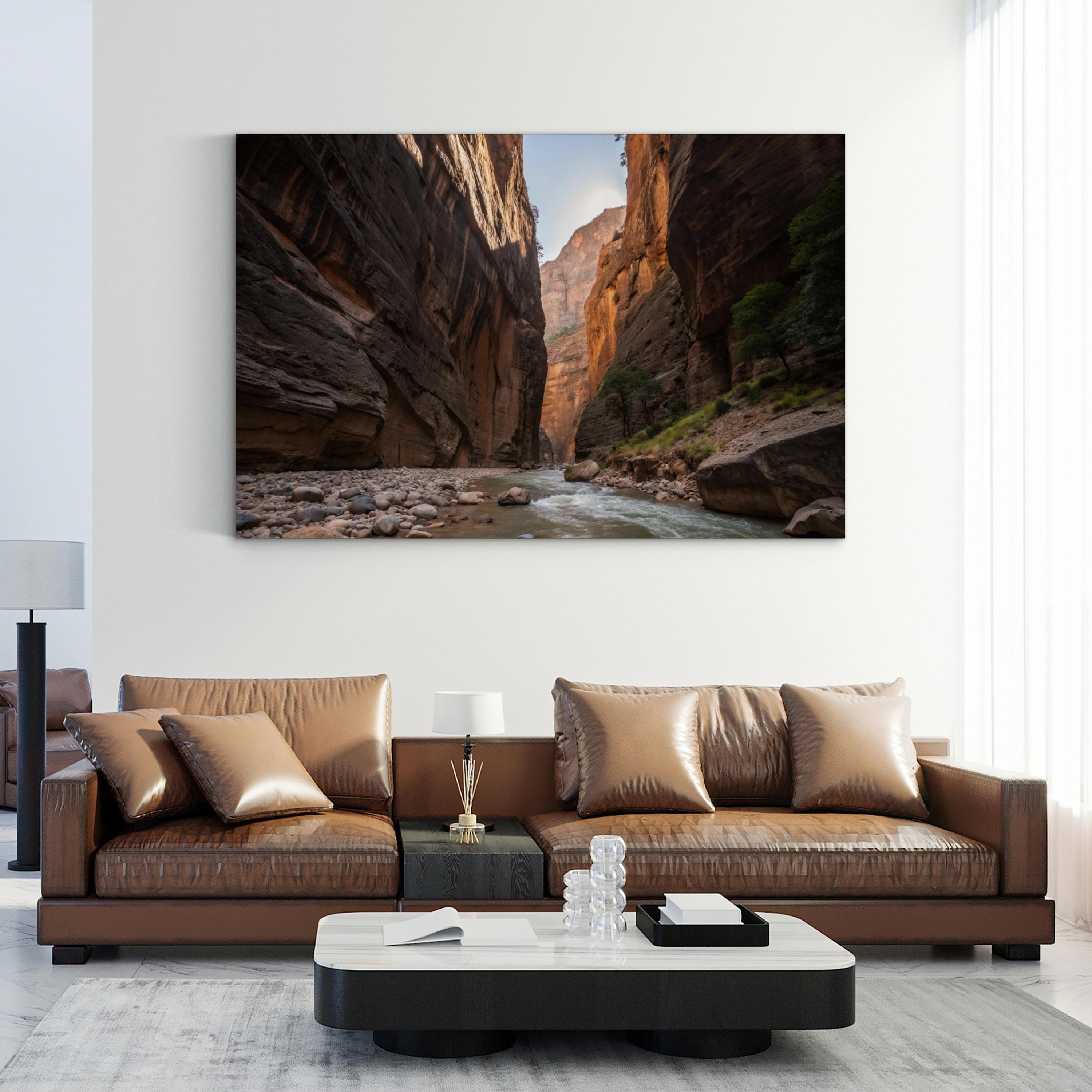 Zion Narrows Red Rock Canyon – Vintage Photography Wall Art | Landscape Canvas Print