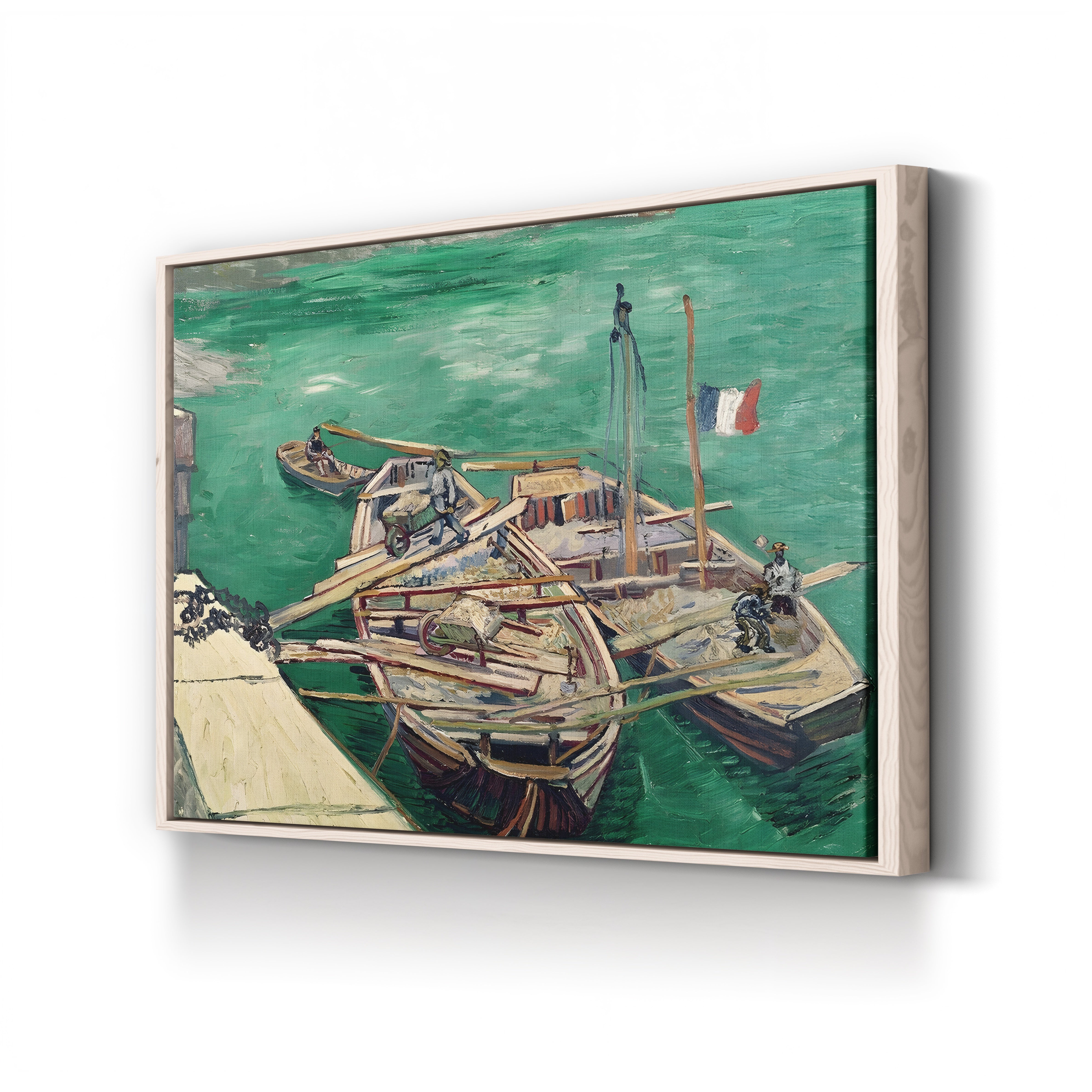 Landing Stage with Boats, 1888 – Vincent van Gogh Wall Art | Post-Impressionist River Scene Canvas Print
