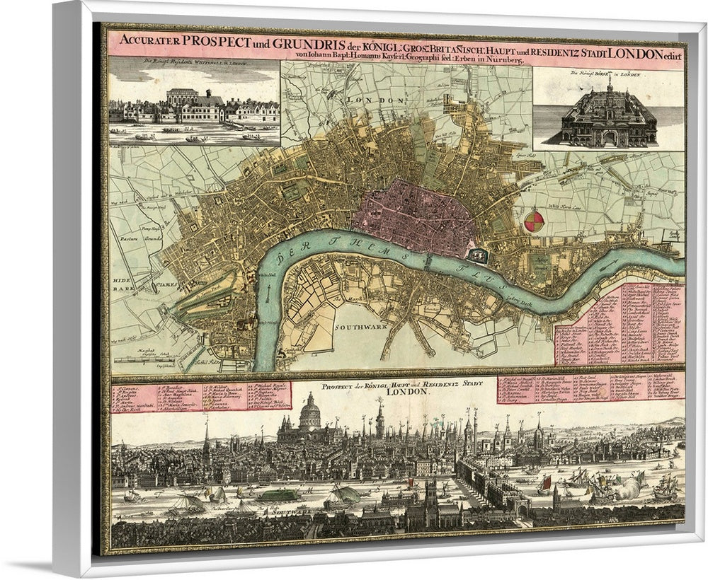 London District Wall Art – 19th Century London Map Canvas Print