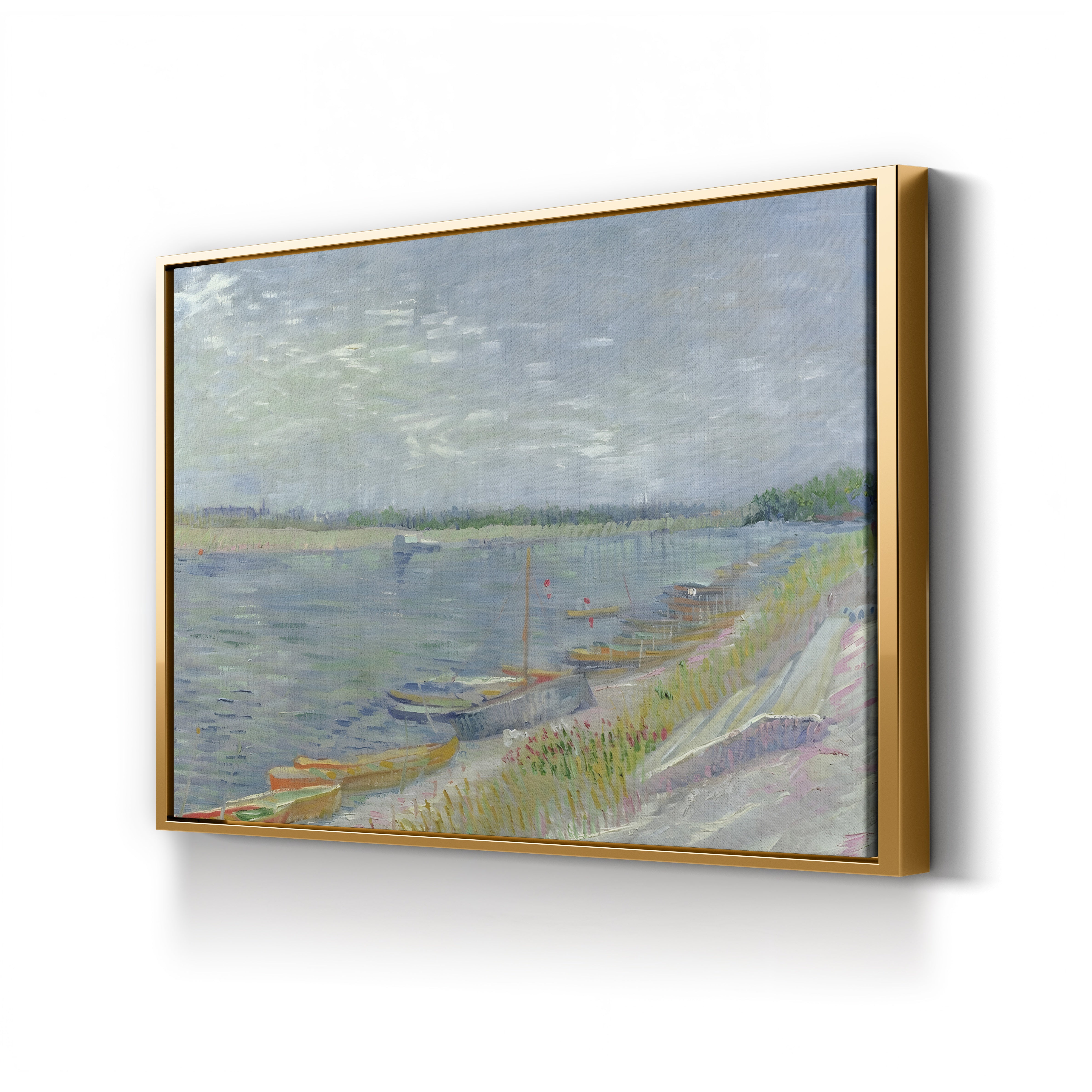 Moored Boats, 1887 – Vincent van Gogh Wall Art | Post-Impressionist River Scene Canvas Print