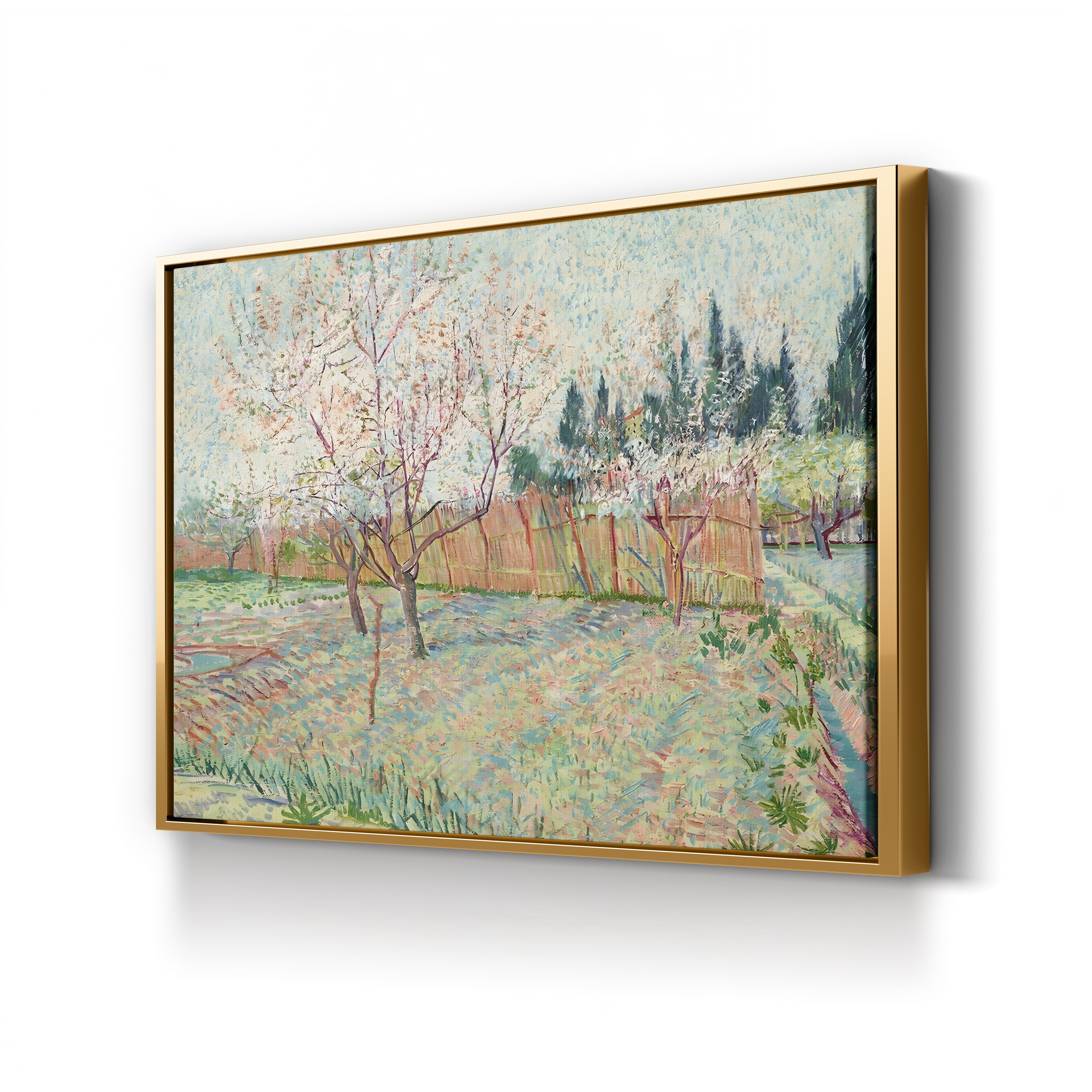 Orchard with Cypresses, 1888 – Vincent van Gogh Wall Art | Post-Impressionist Spring Blossom Canvas Print
