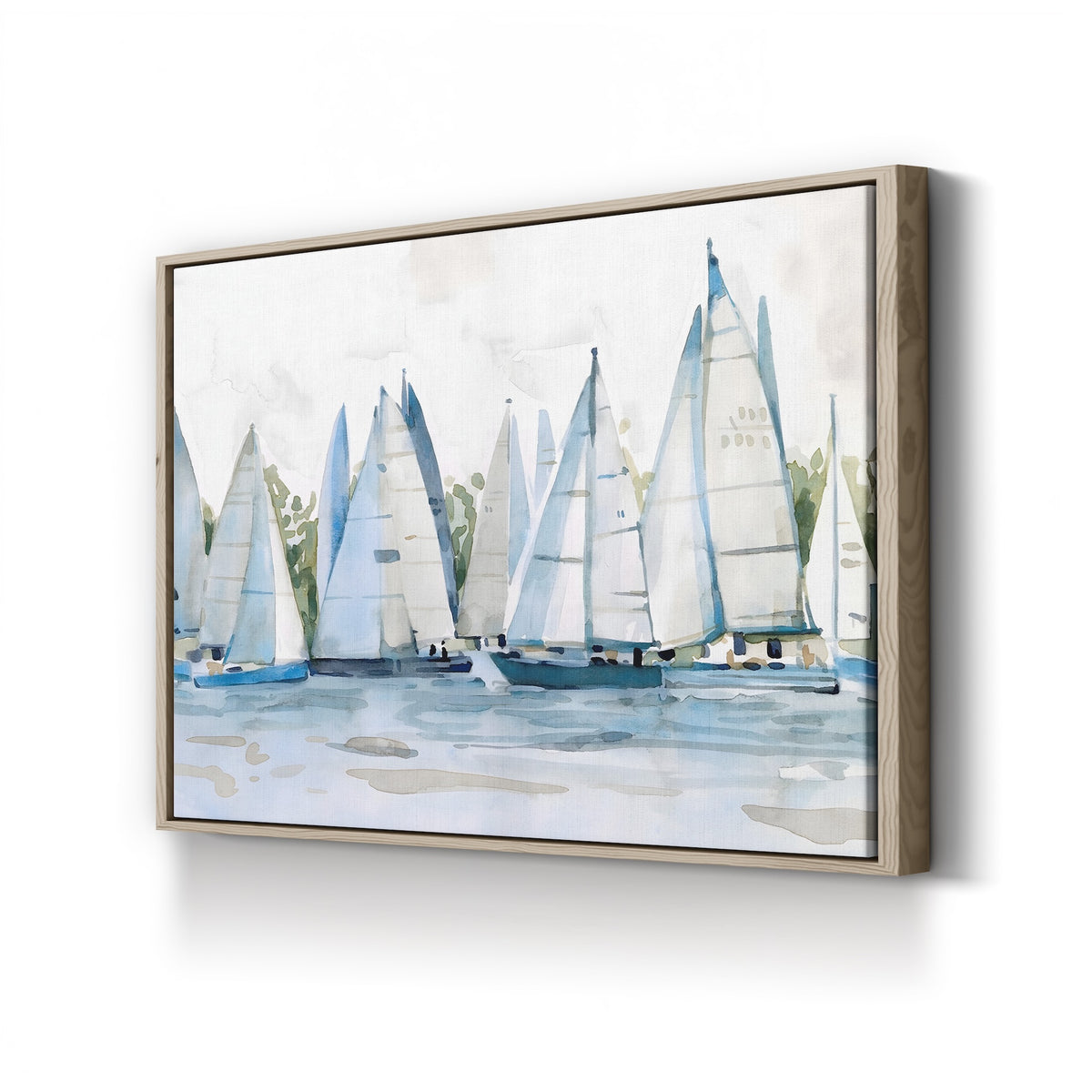 Pastel Marina II by Emma Scarvey canvas print in oak frame