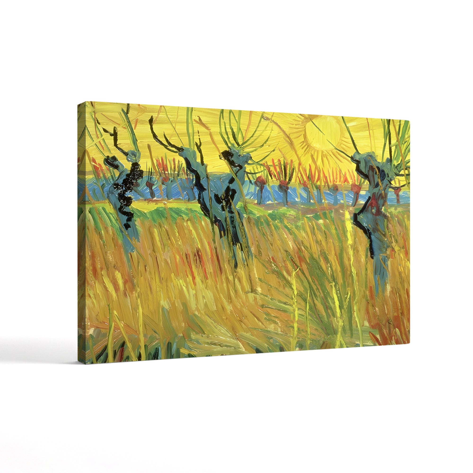 Pollarded Willows and Setting Sun, 1888 – Vincent van Gogh Wall Art | Post-Impressionist Sunset Canvas Print