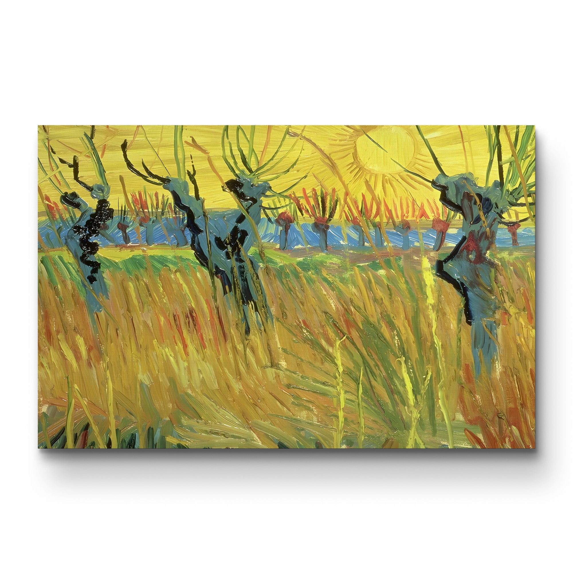 Pollarded Willows and Setting Sun, 1888 – Vincent van Gogh Wall Art | Post-Impressionist Sunset Canvas Print