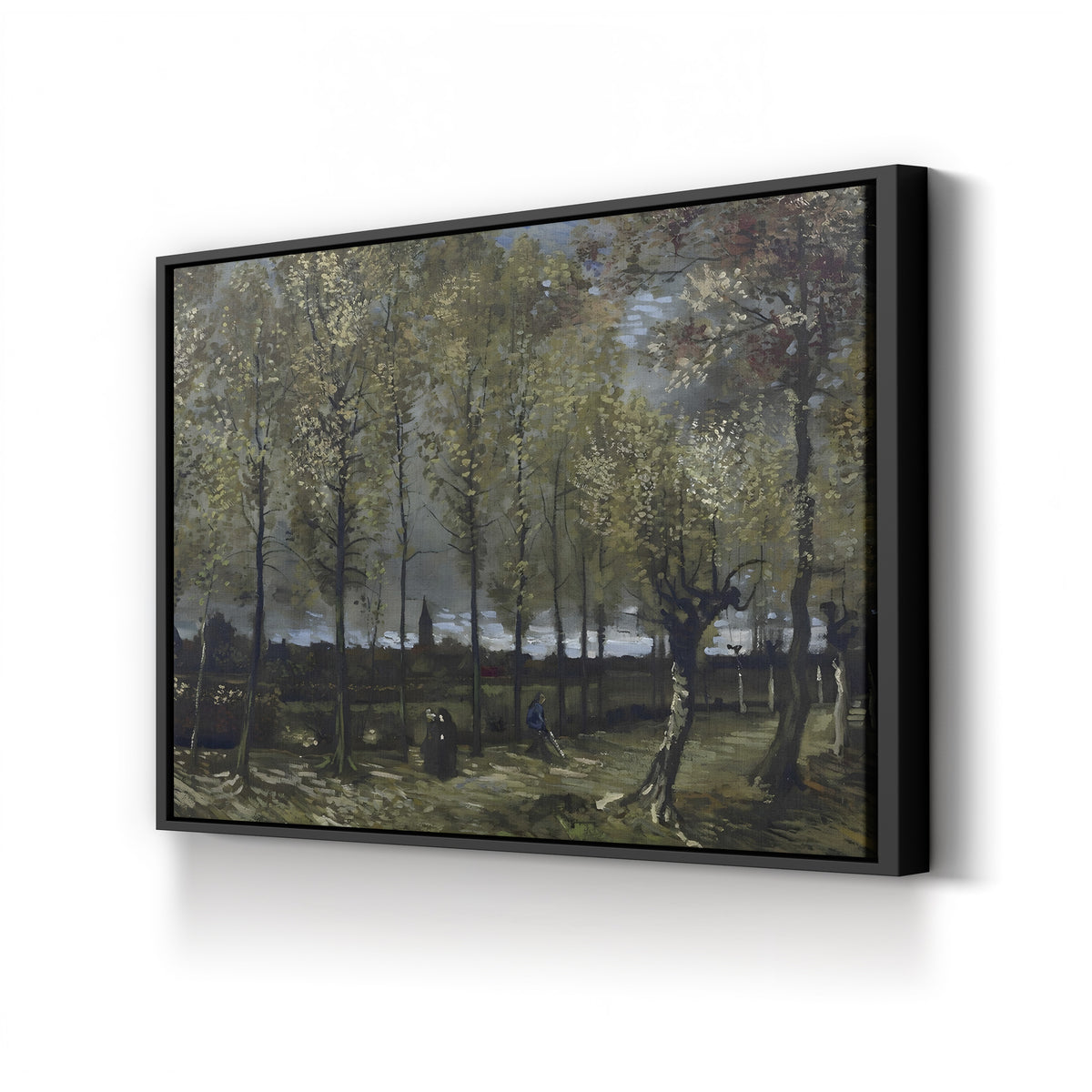 Poplars near Nuenen (Populierenlaan bij Nuenen), c. 1885 by Vincent van Gogh canvas print in Black frame