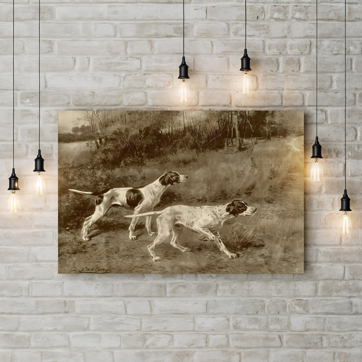 Rip Rap and Lad of Rush by E.H. Osthaus canvas print displayed on a wall with accent lighting