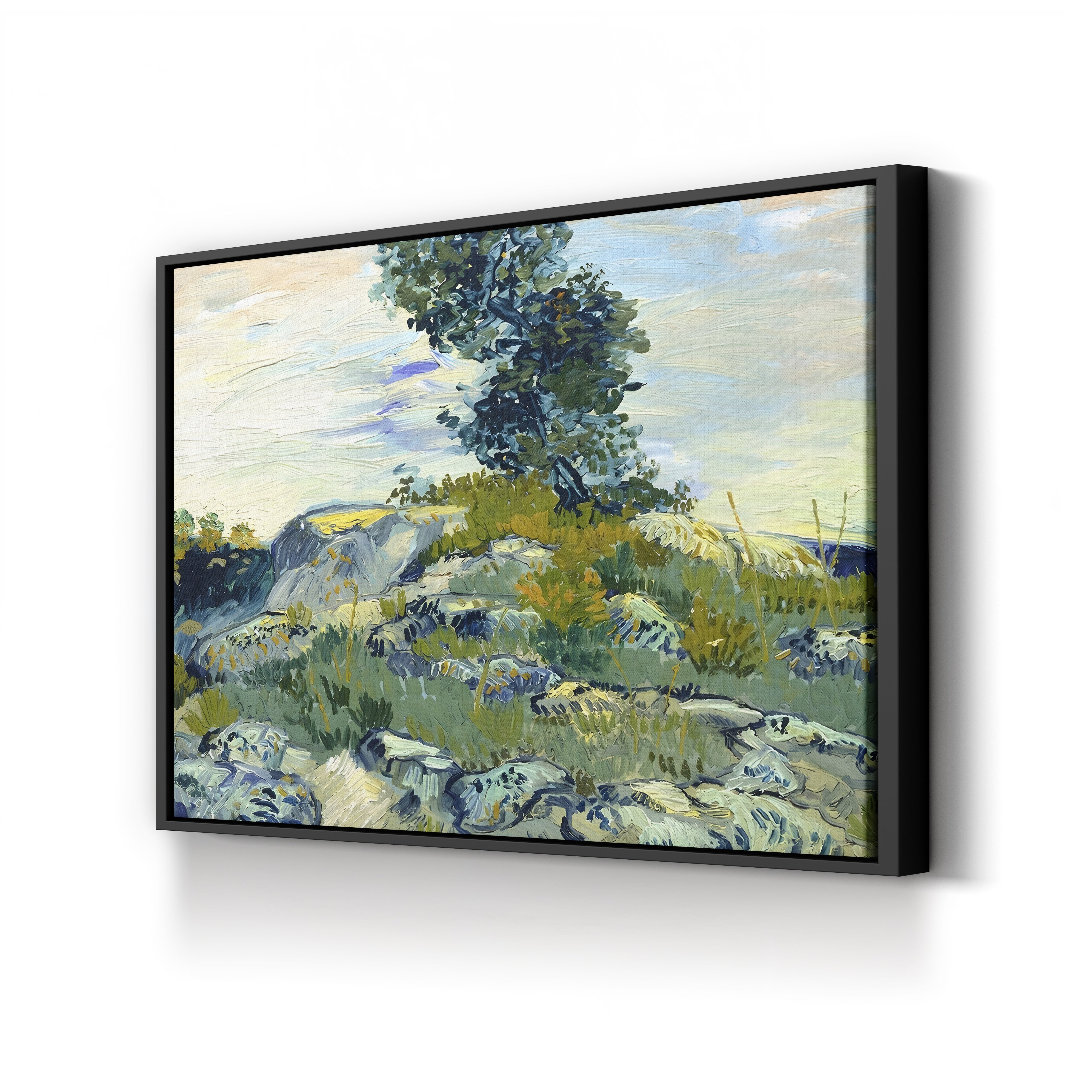Rocks with Oak Tree, 1888 – Vincent van Gogh Wall Art | Post-Impressionist Arles Landscape Canvas Print