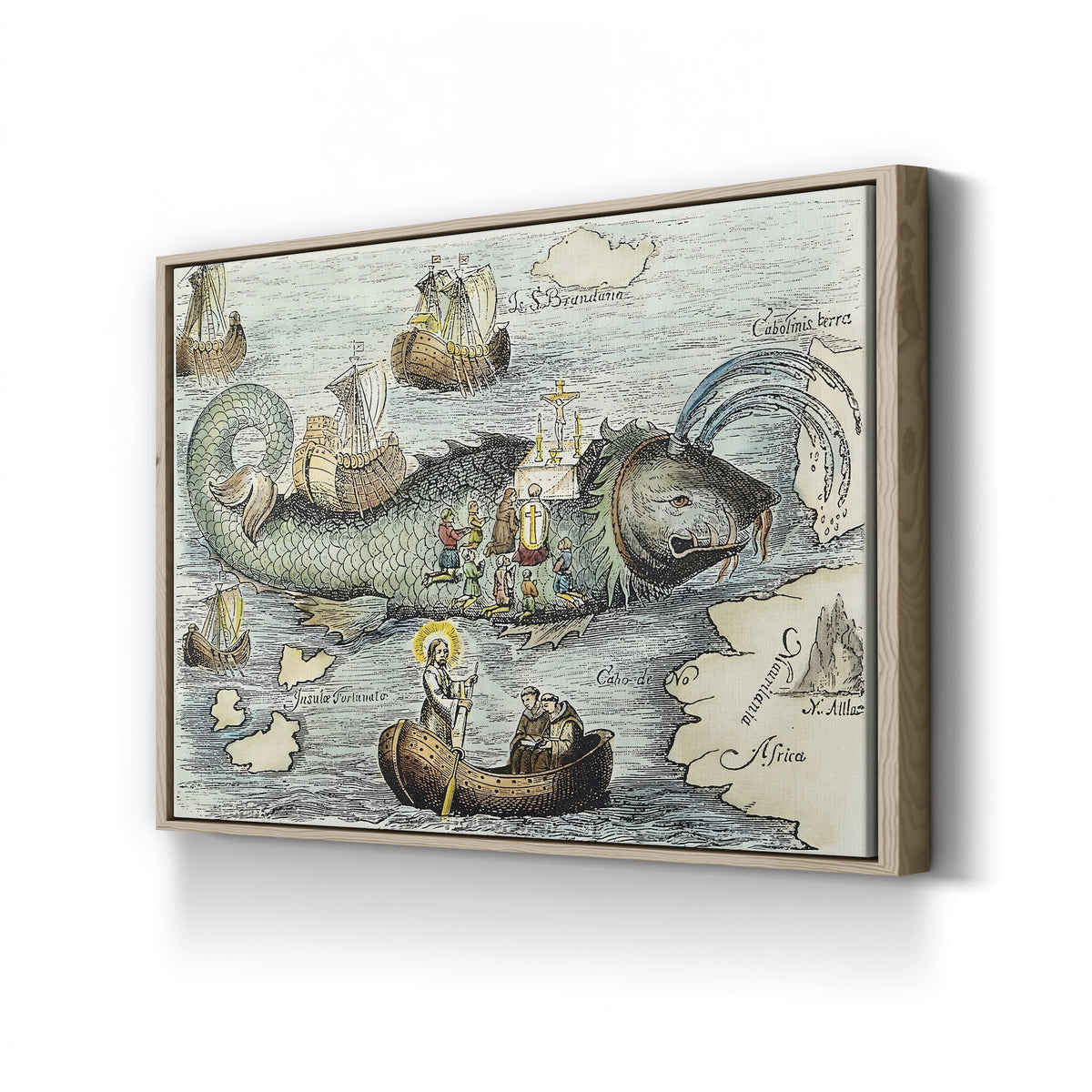 St. Brendan’s Voyage canvas print in oak frame