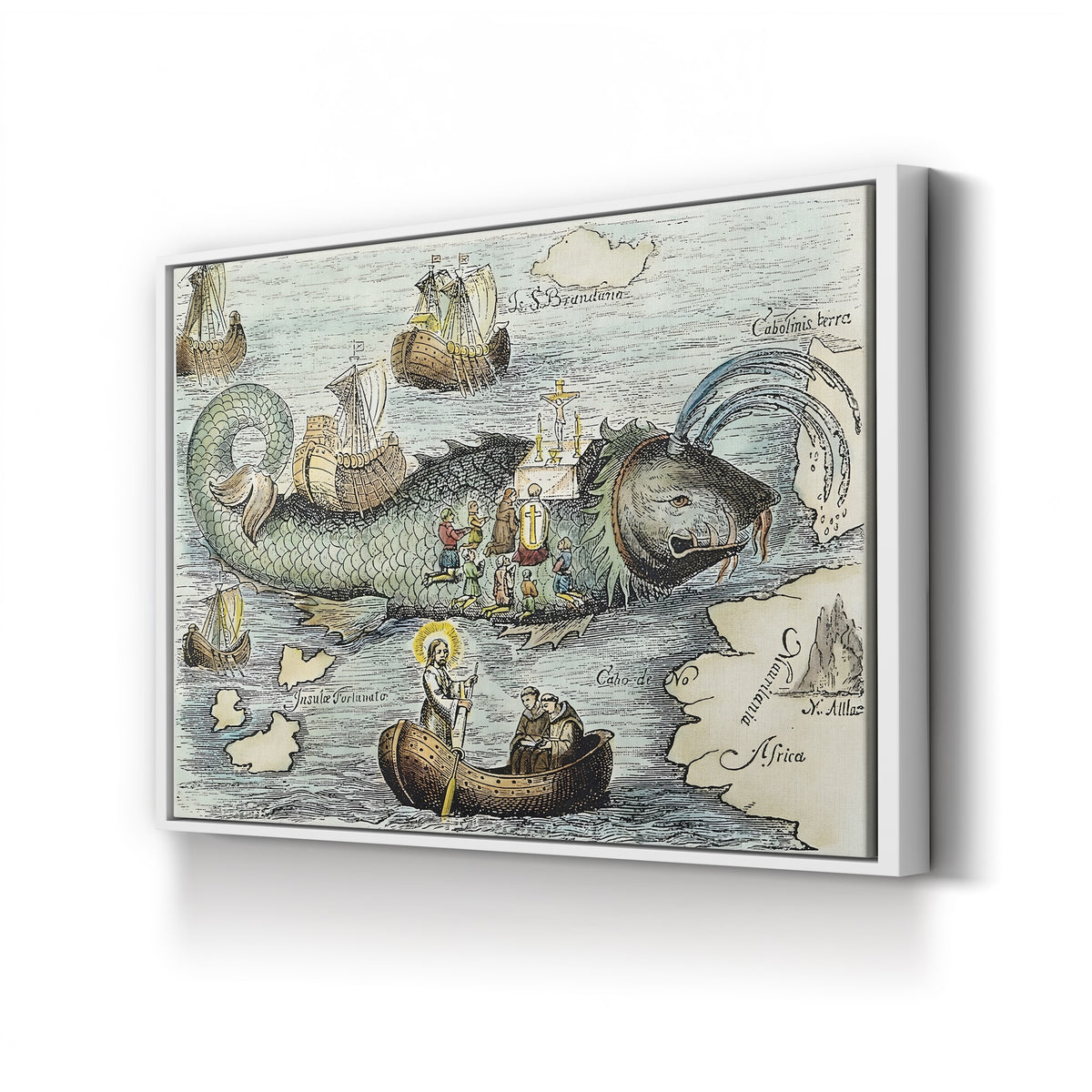 St. Brendan’s Voyage canvas print in white frame