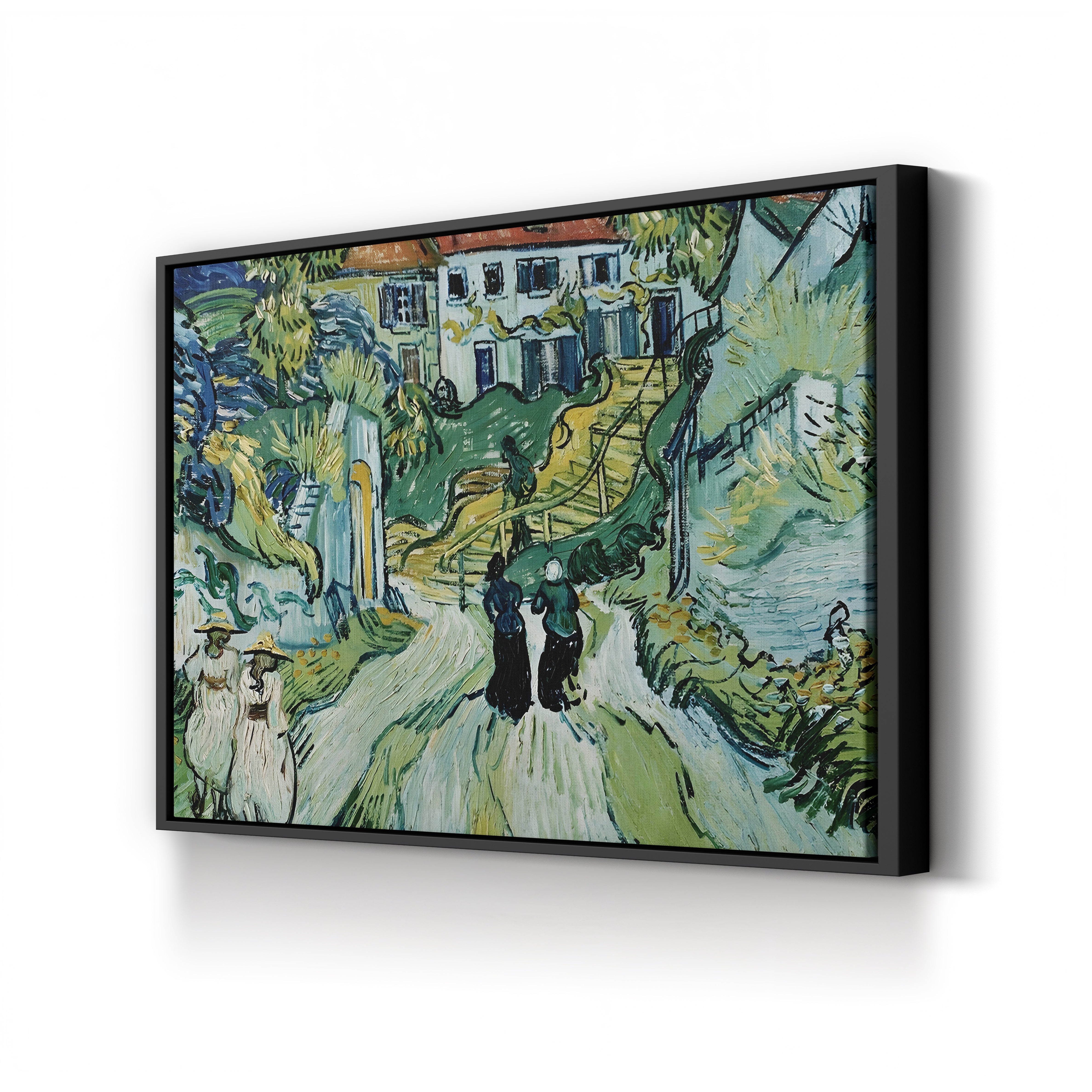 Stairway at Auvers – Vincent van Gogh Wall Art | Post-Impressionist Village Scene Canvas Print