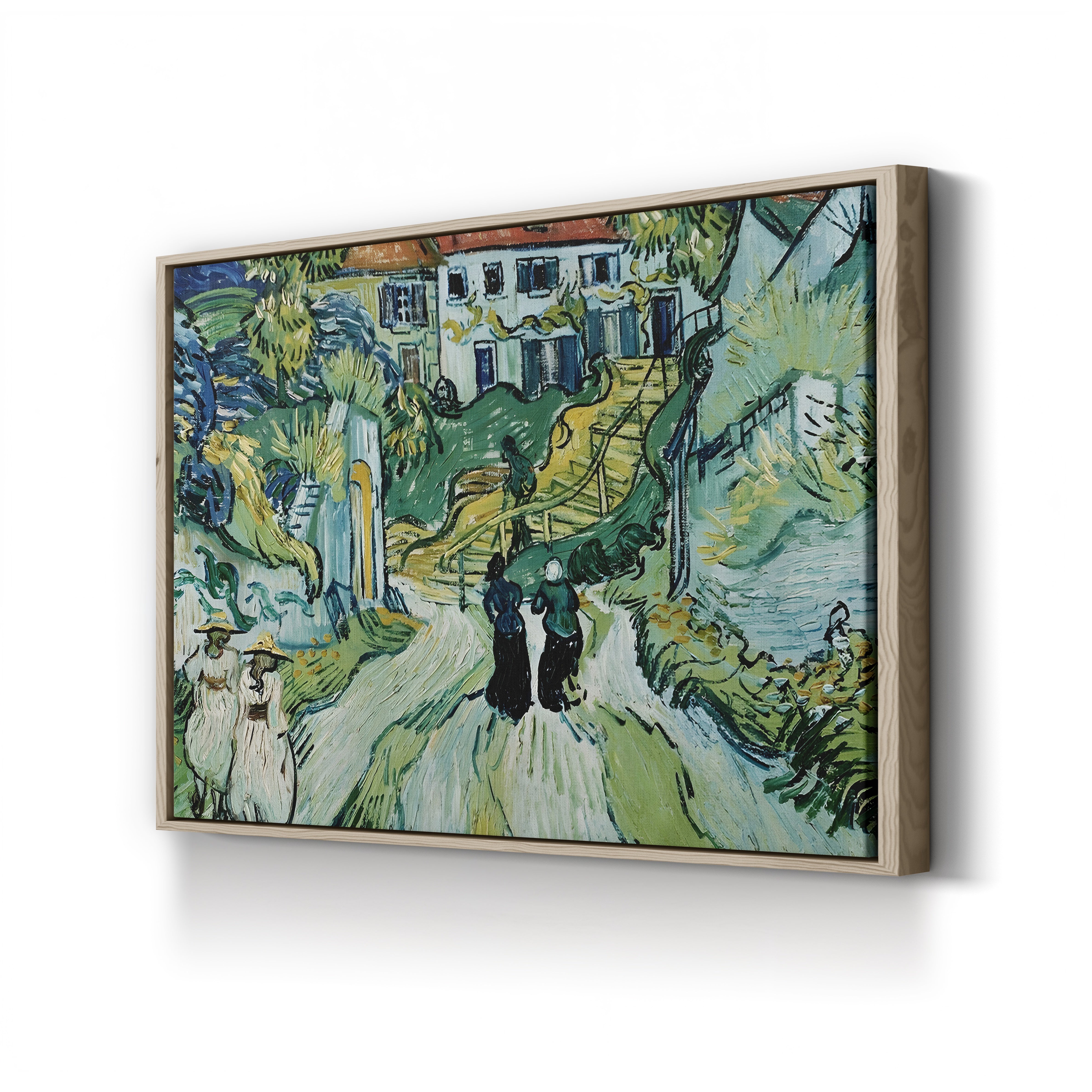 Stairway at Auvers – Vincent van Gogh Wall Art | Post-Impressionist Village Scene Canvas Print