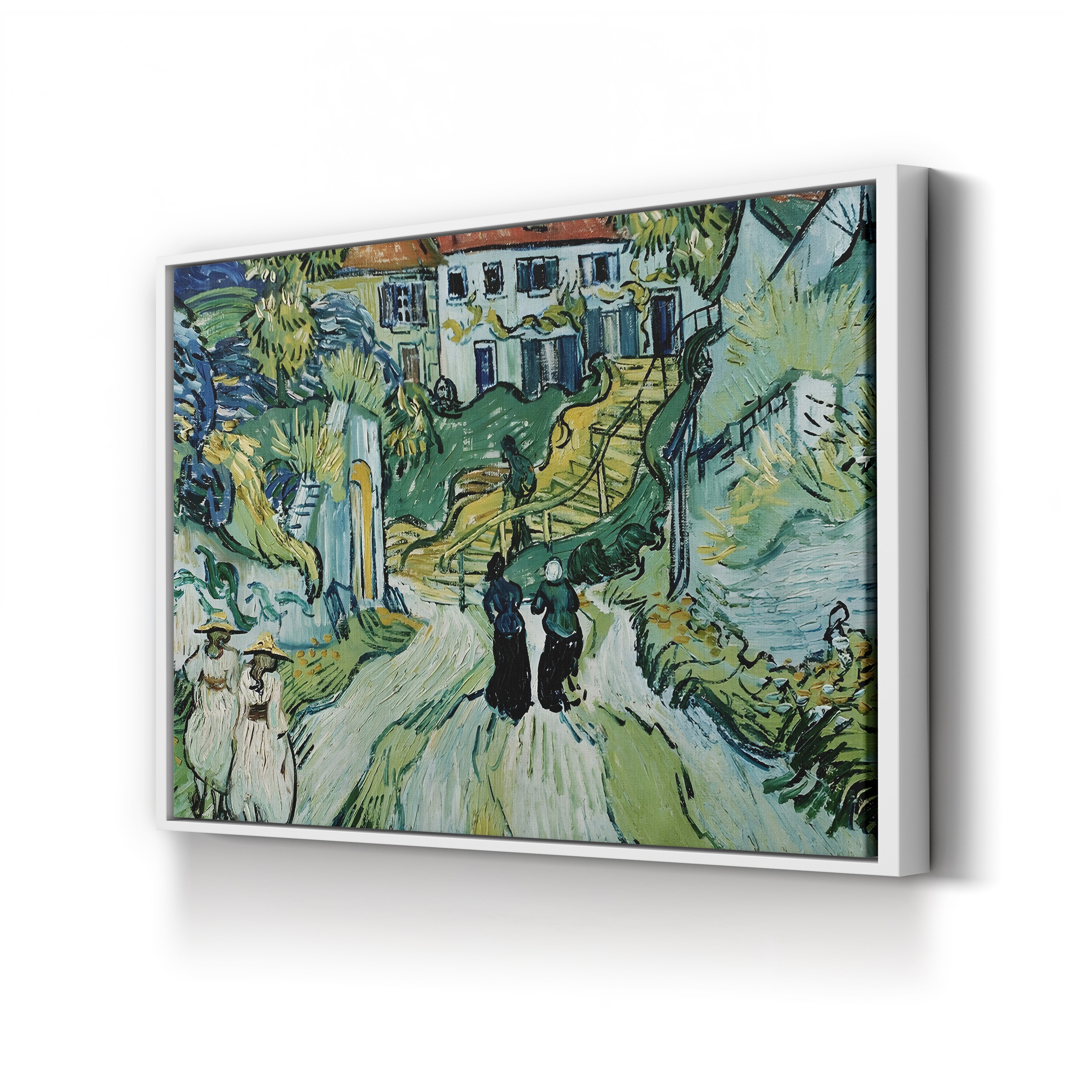 Stairway at Auvers – Vincent van Gogh Wall Art | Post-Impressionist Village Scene Canvas Print