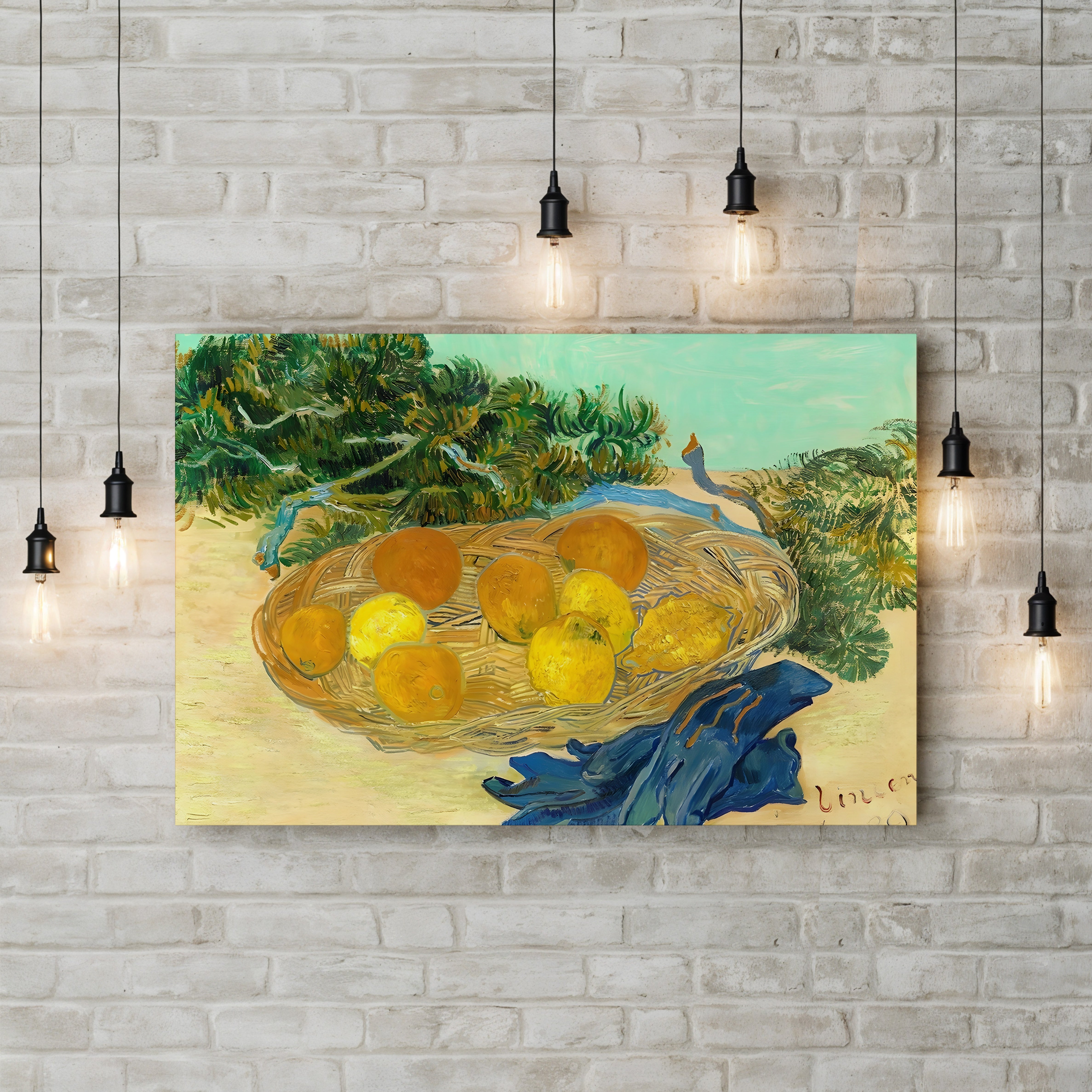 Still Life of Oranges and Lemons with Blue Gloves, 1889 – Vincent van Gogh Wall Art | Post-Impressionist Still Life Canvas Print