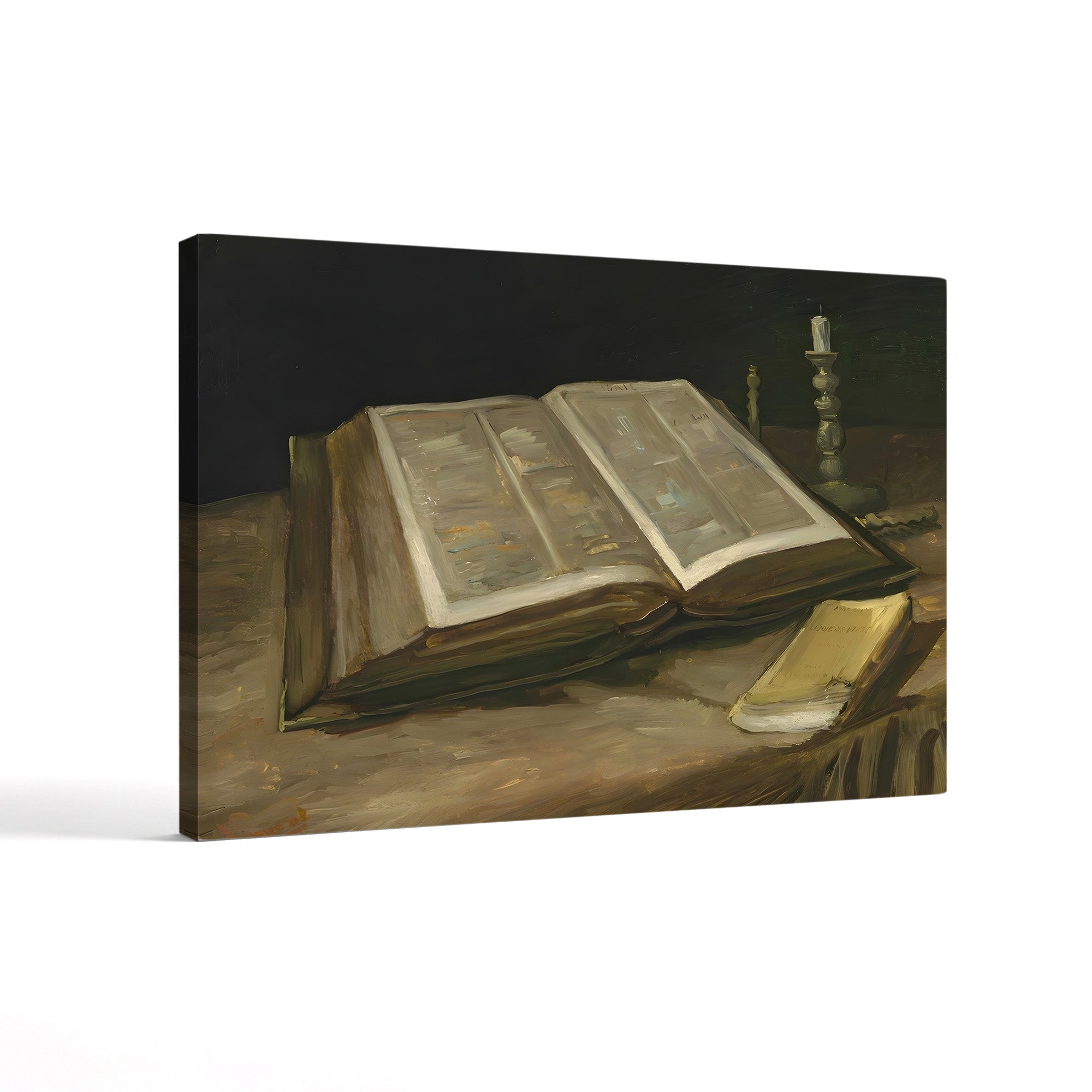 Still Life with Bible, 1885 – Vincent van Gogh Wall Art | Dutch Realist Still Life Canvas Print
