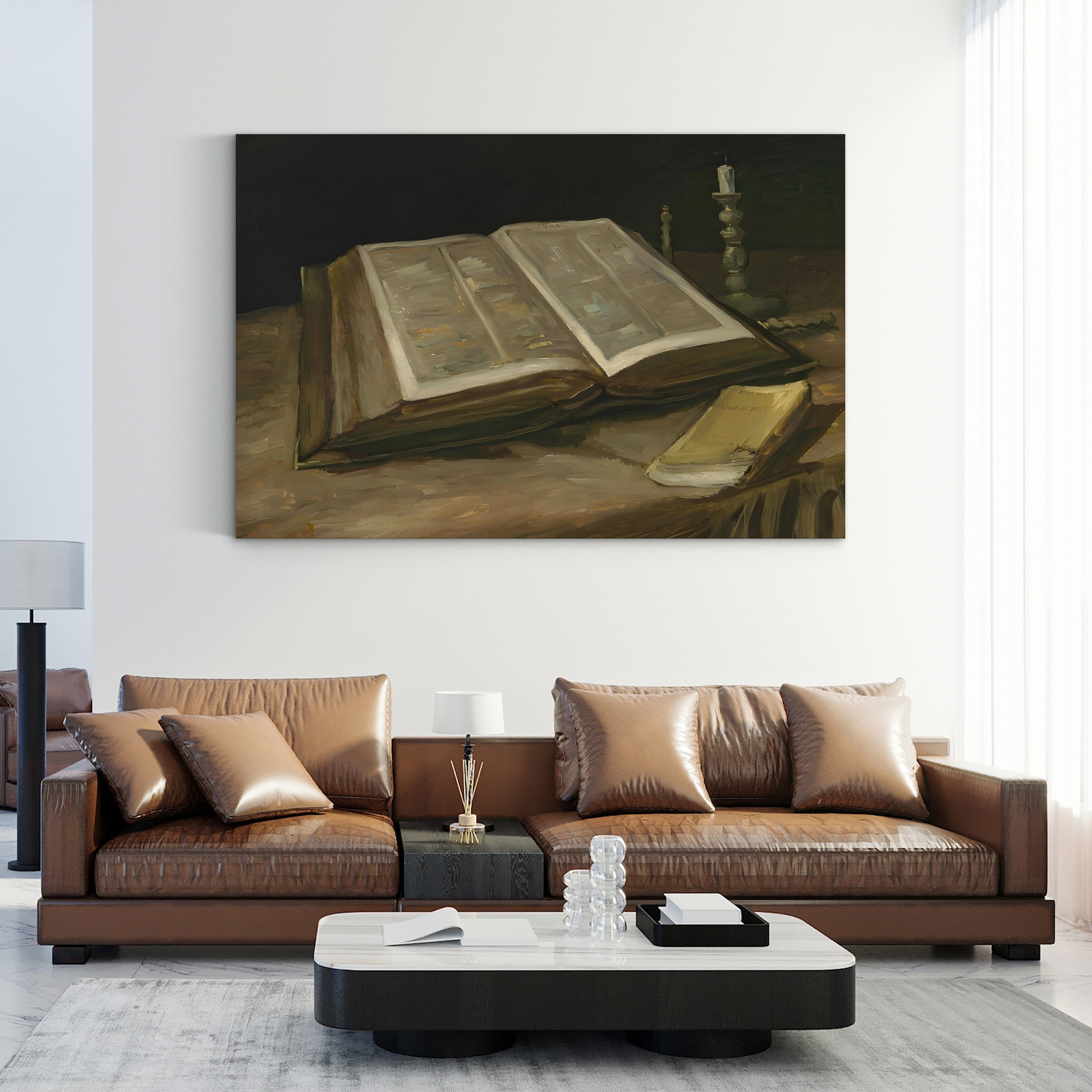 Still Life with Bible, 1885 – Vincent van Gogh Wall Art | Dutch Realist Still Life Canvas Print
