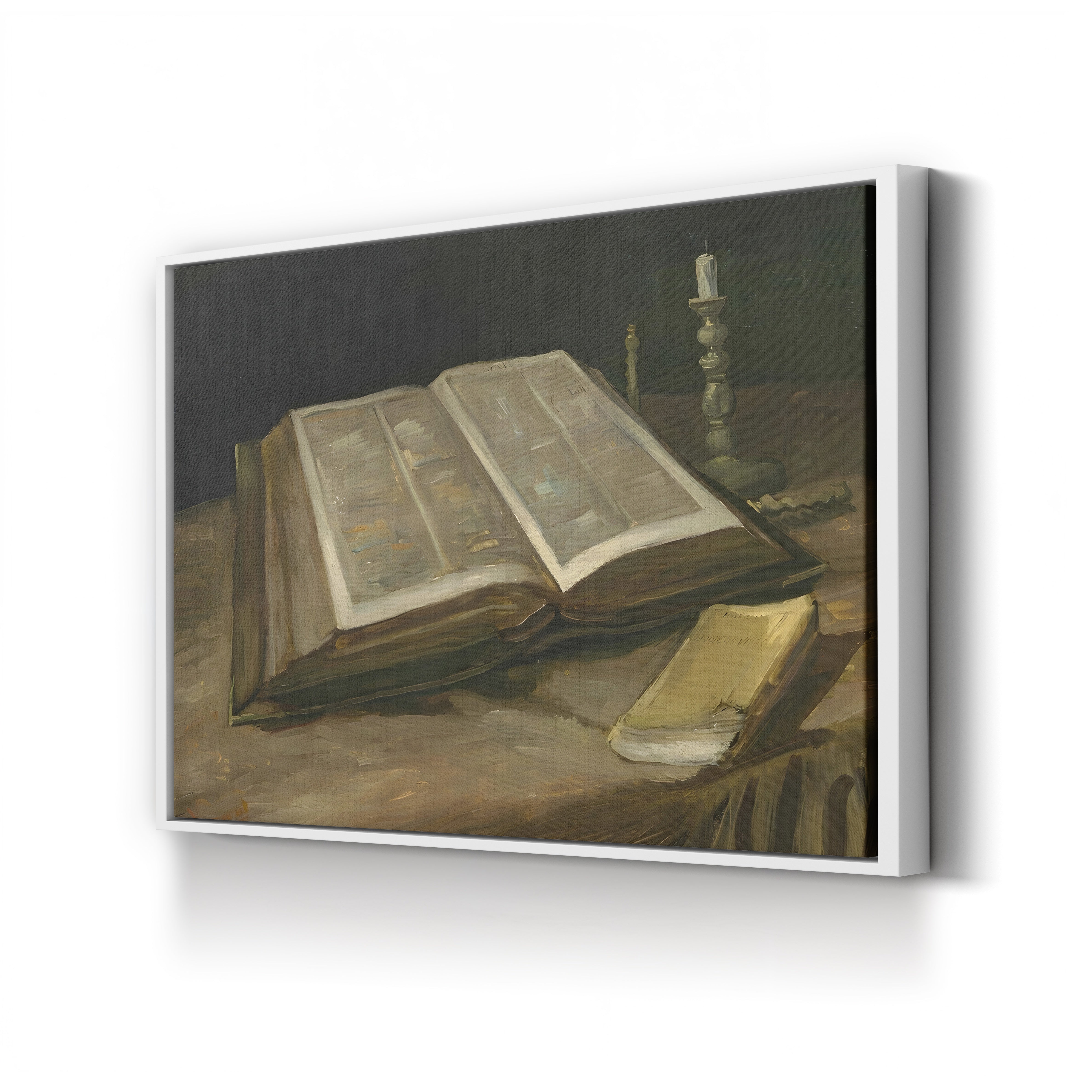 Still Life with Bible, 1885 – Vincent van Gogh Wall Art | Dutch Realist Still Life Canvas Print