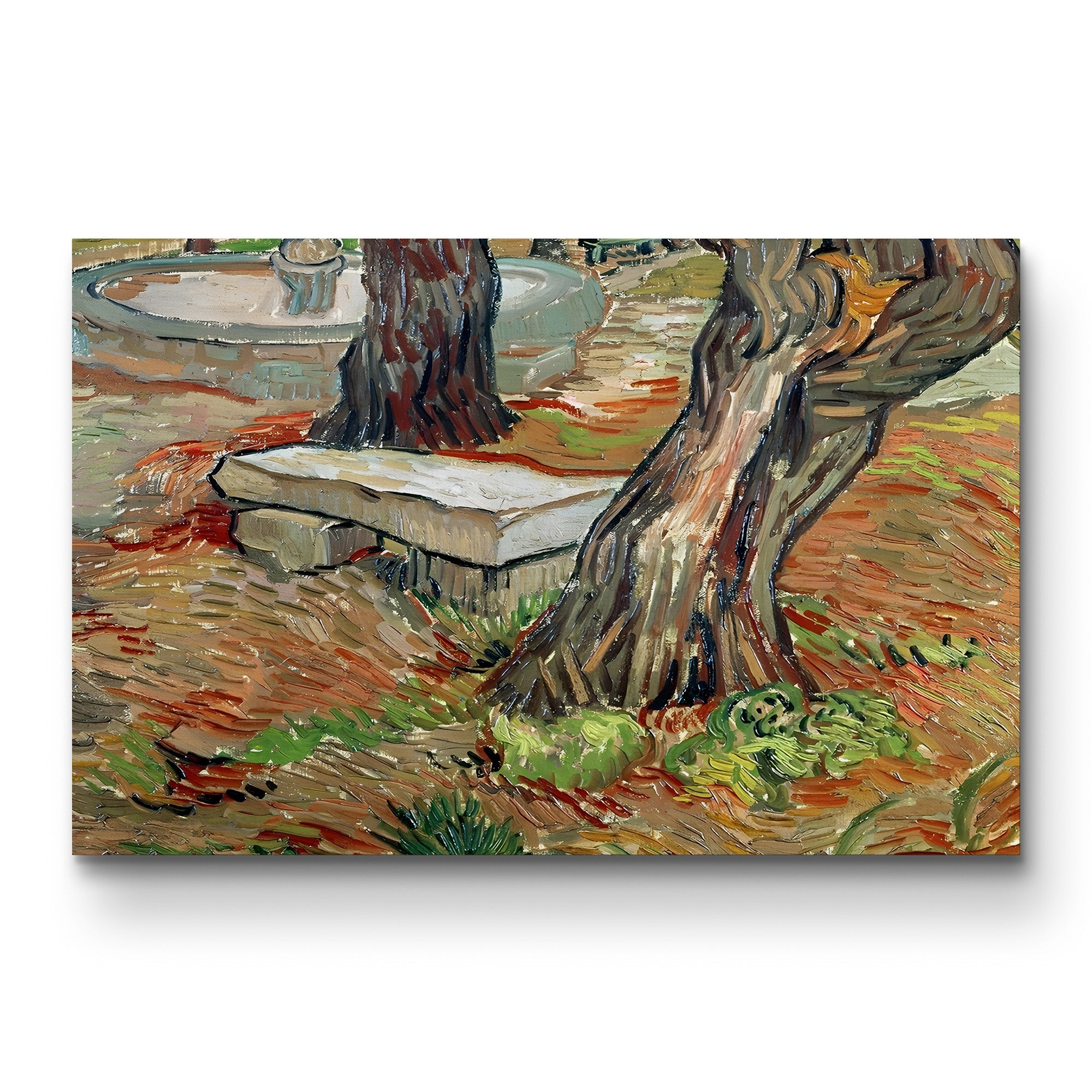 The Bench at Saint-Rémy, 1889 – Vincent van Gogh Wall Art | Post-Impressionist Garden Canvas Print