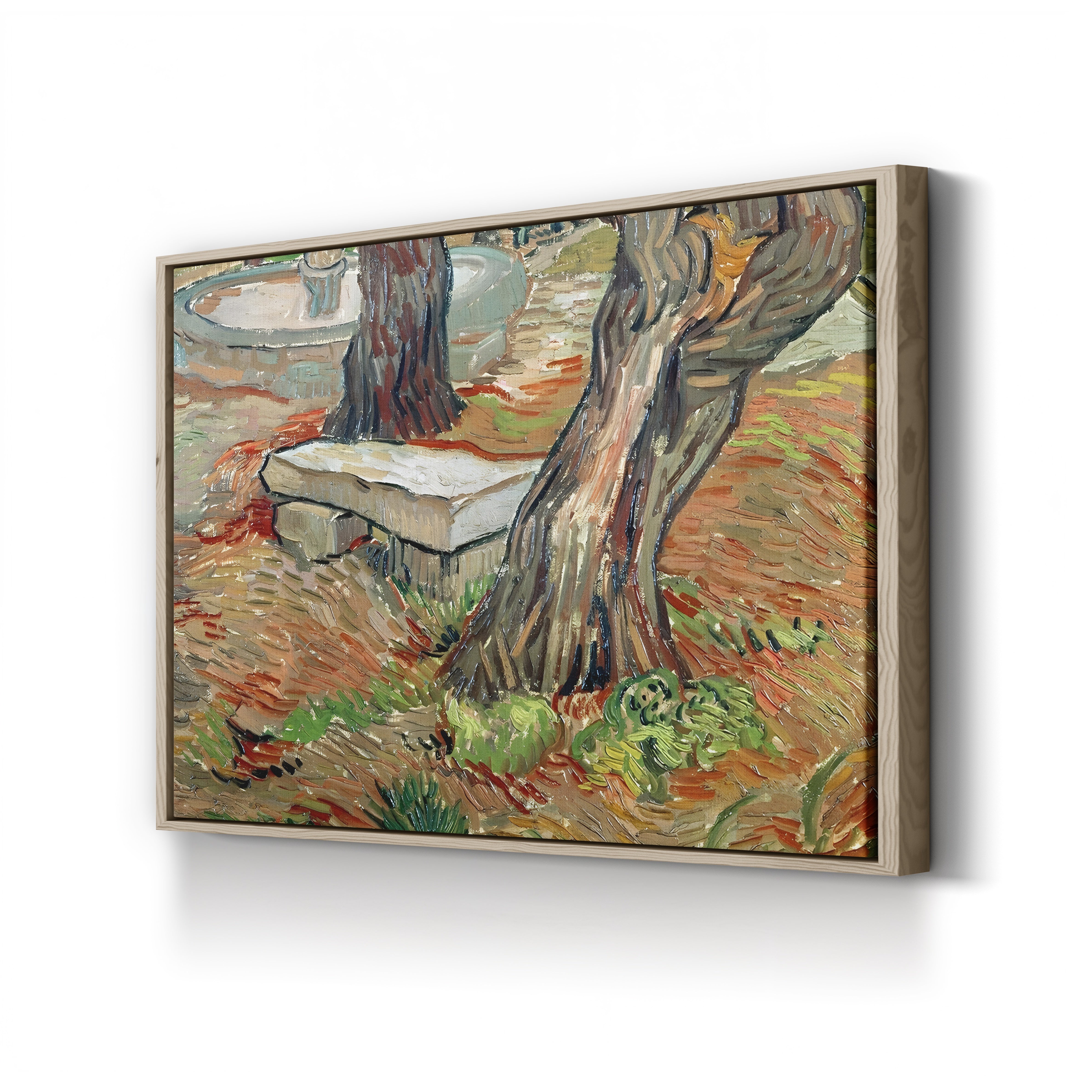 The Bench at Saint-Rémy, 1889 – Vincent van Gogh Wall Art | Post-Impressionist Garden Canvas Print