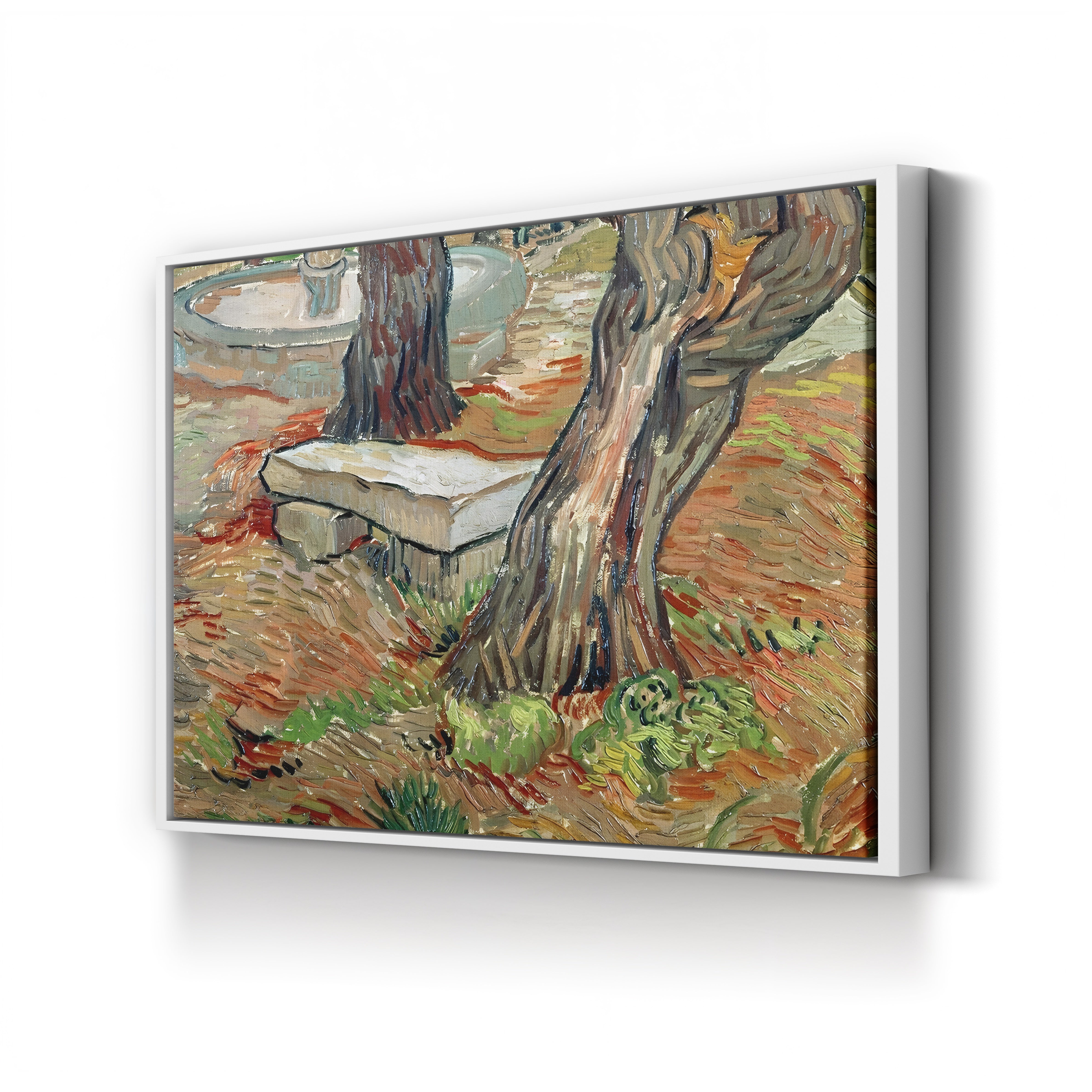 The Bench at Saint-Rémy, 1889 – Vincent van Gogh Wall Art | Post-Impressionist Garden Canvas Print