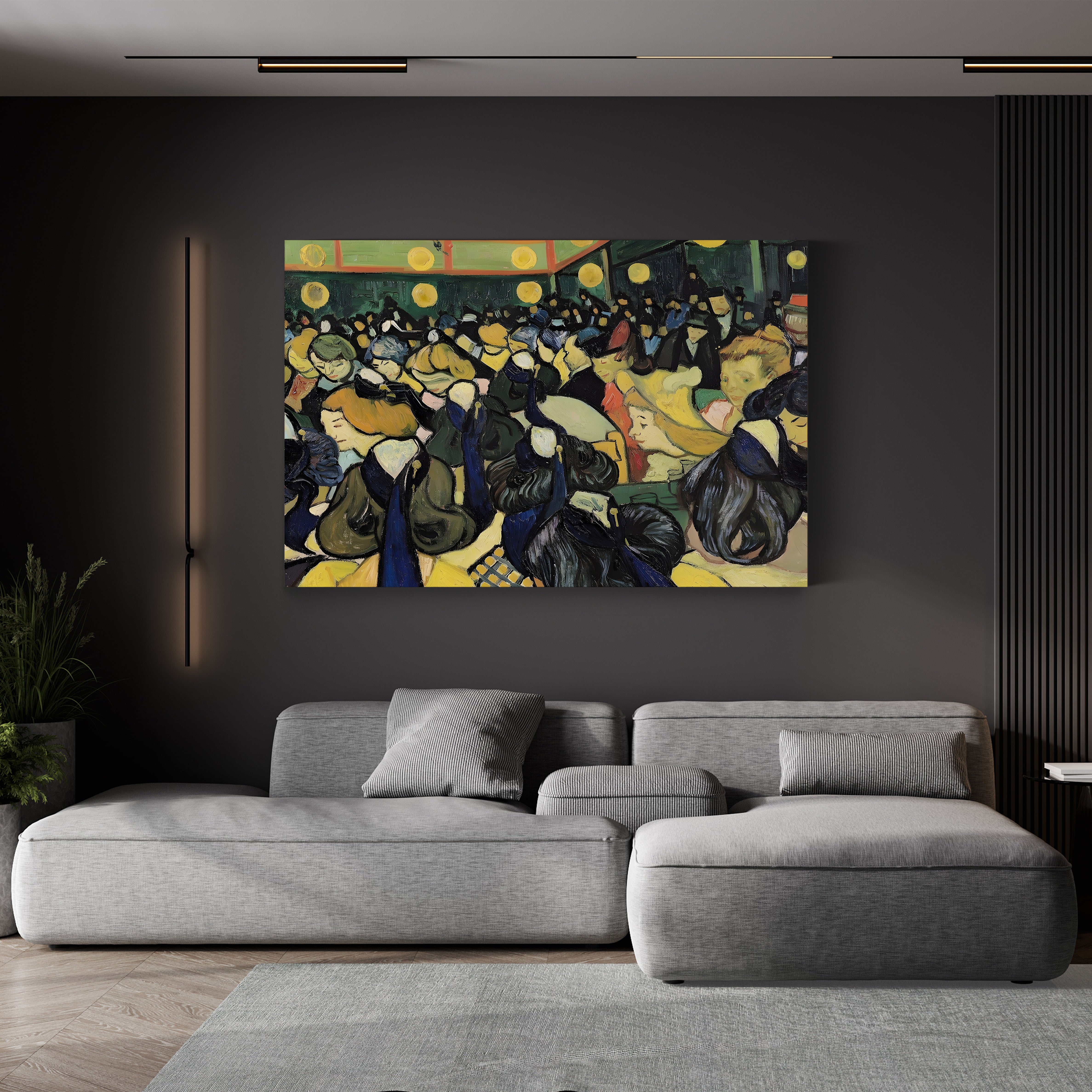 The Dance Hall at Arles, 1888 – Vincent van Gogh Wall Art | Post-Impressionist Interior Scene Canvas Print