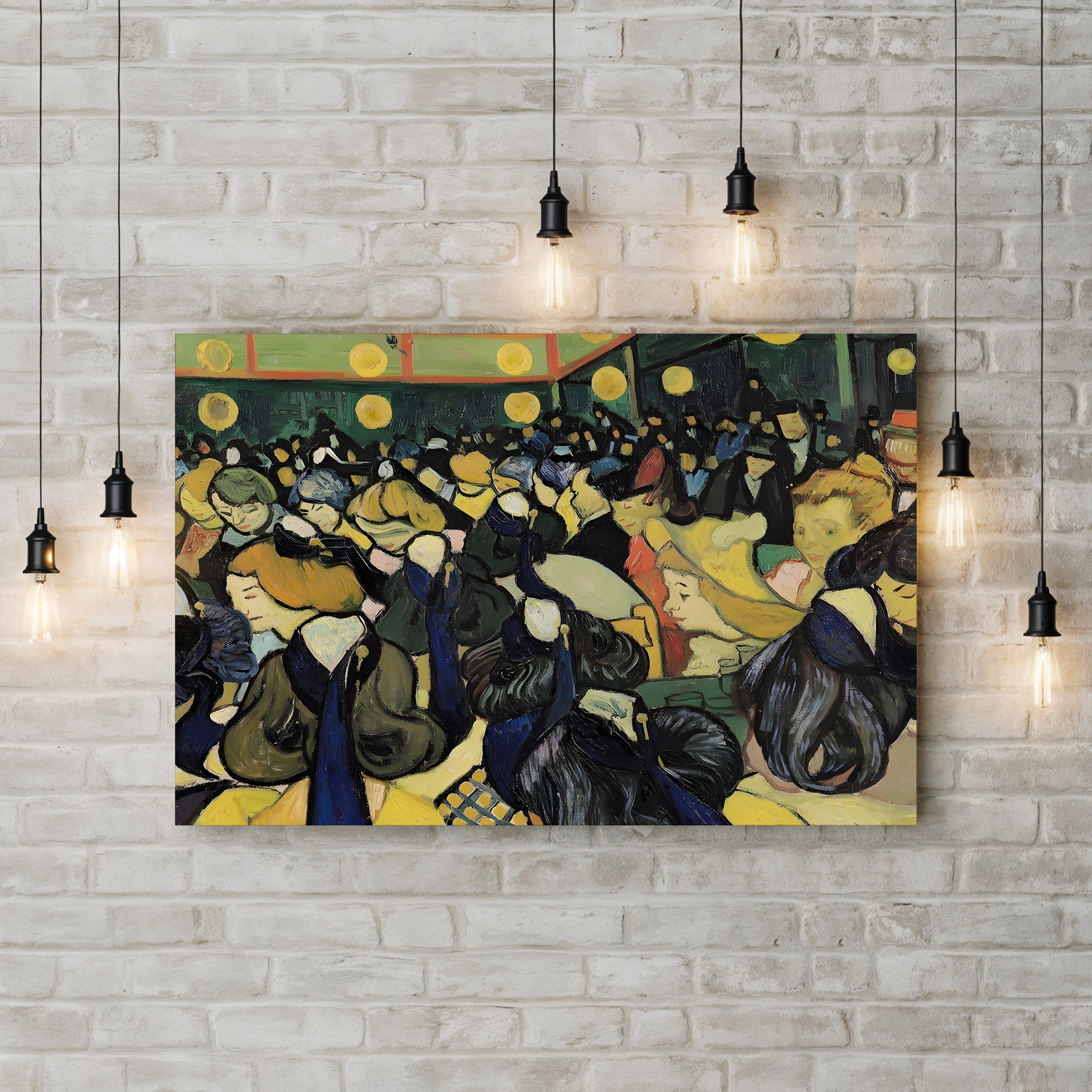The Dance Hall at Arles, 1888 – Vincent van Gogh Wall Art | Post-Impressionist Interior Scene Canvas Print