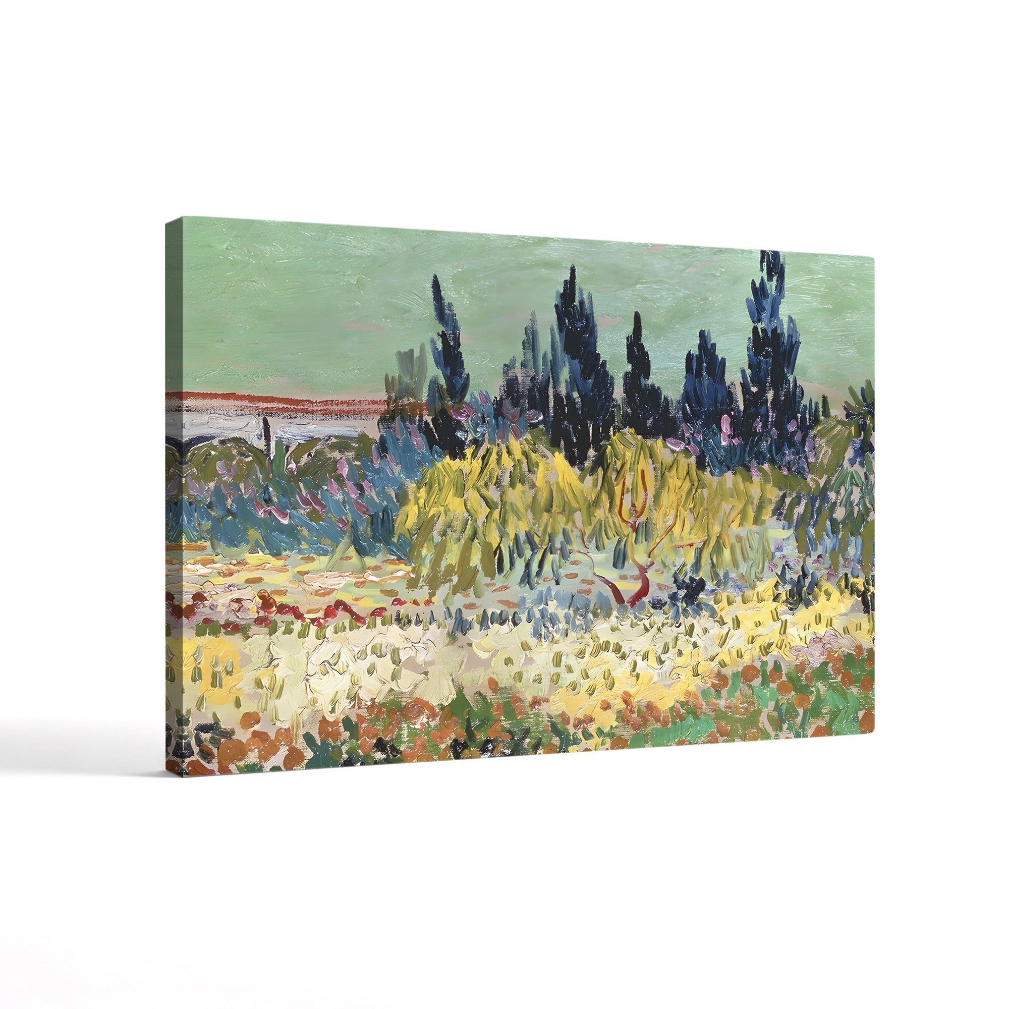The Garden at Arles: Detail of the Cypress Trees, 1888 – Vincent van Gogh Wall Art | Post-Impressionist Canvas Print