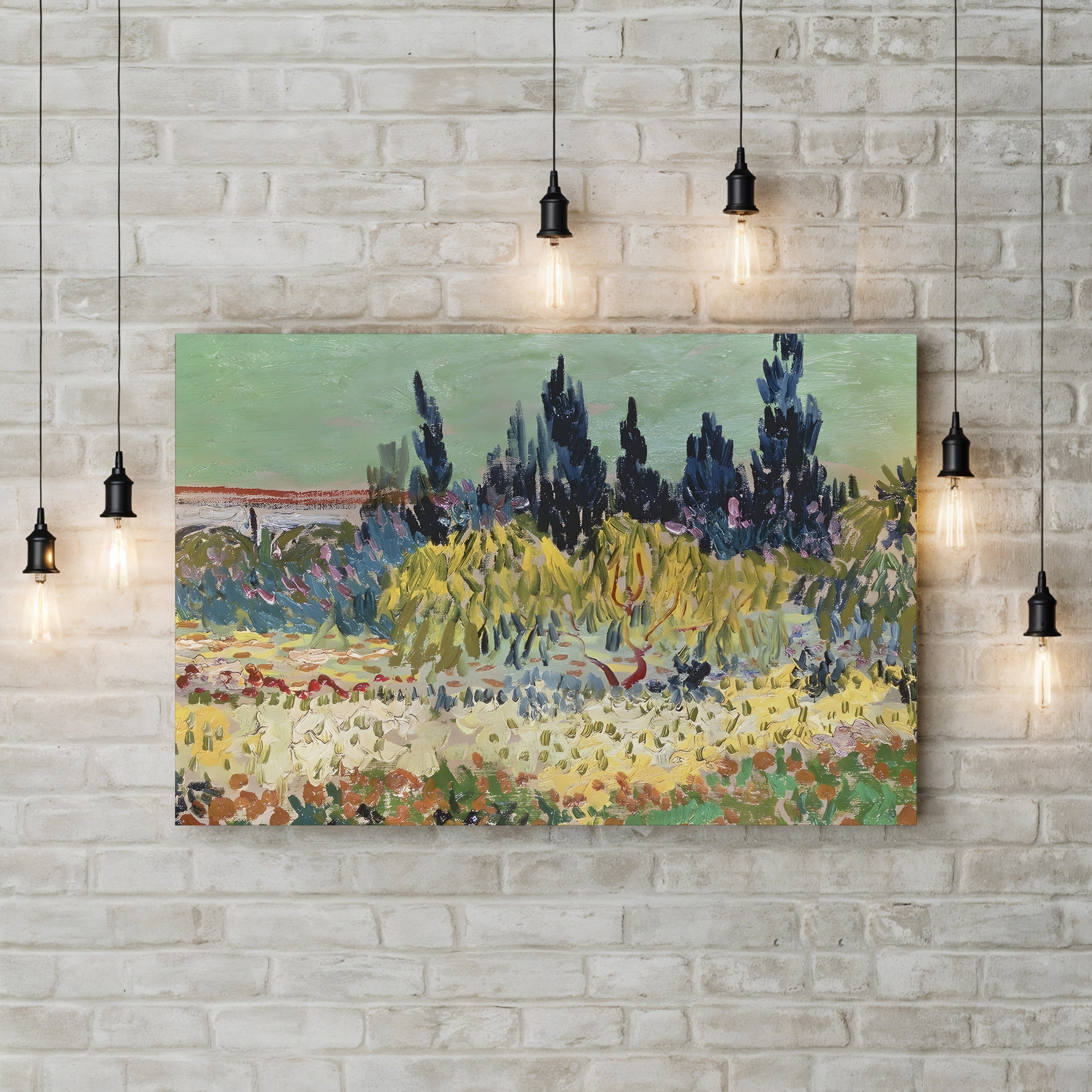 The Garden at Arles: Detail of the Cypress Trees, 1888 – Vincent van Gogh Wall Art | Post-Impressionist Canvas Print