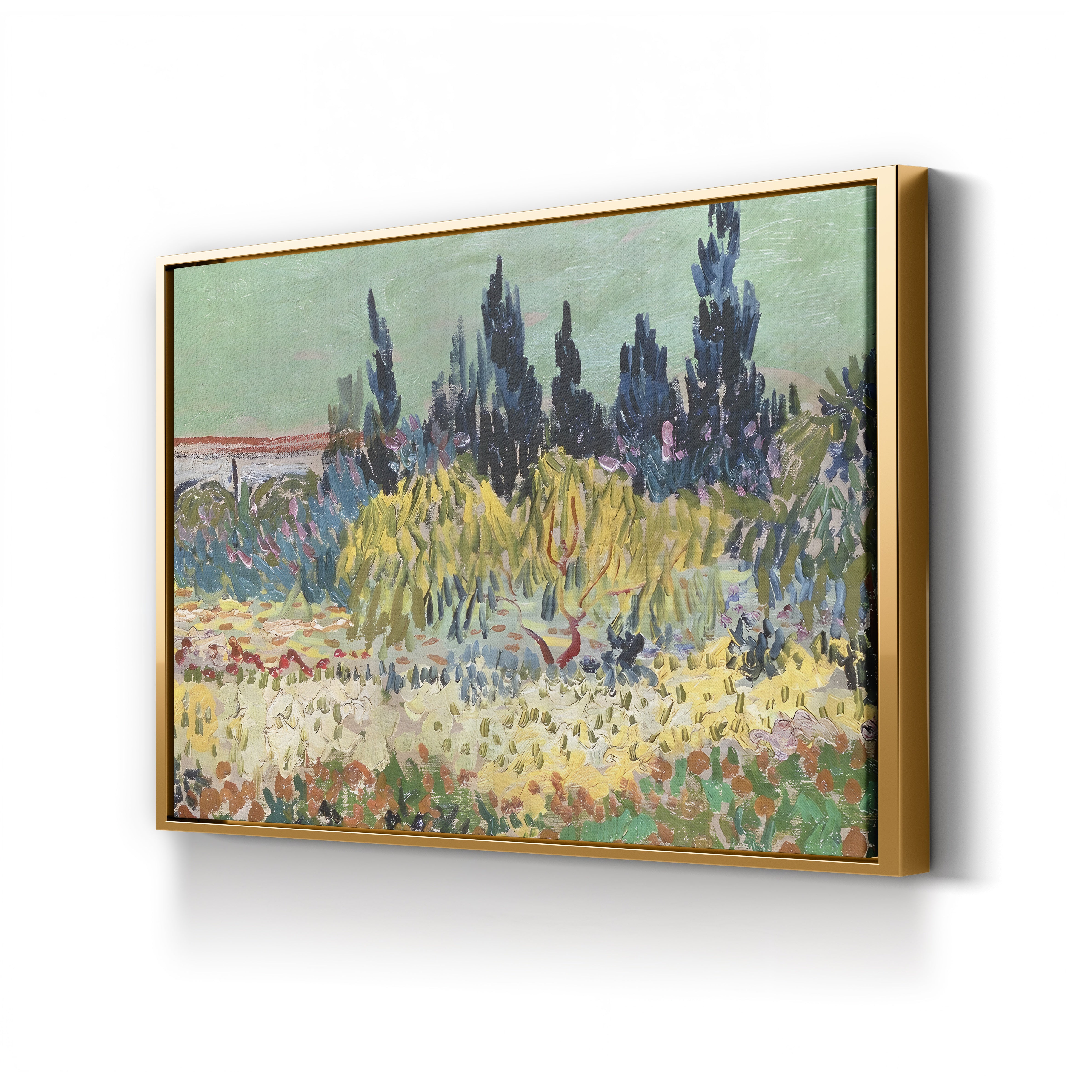 The Garden at Arles: Detail of the Cypress Trees, 1888 – Vincent van Gogh Wall Art | Post-Impressionist Canvas Print