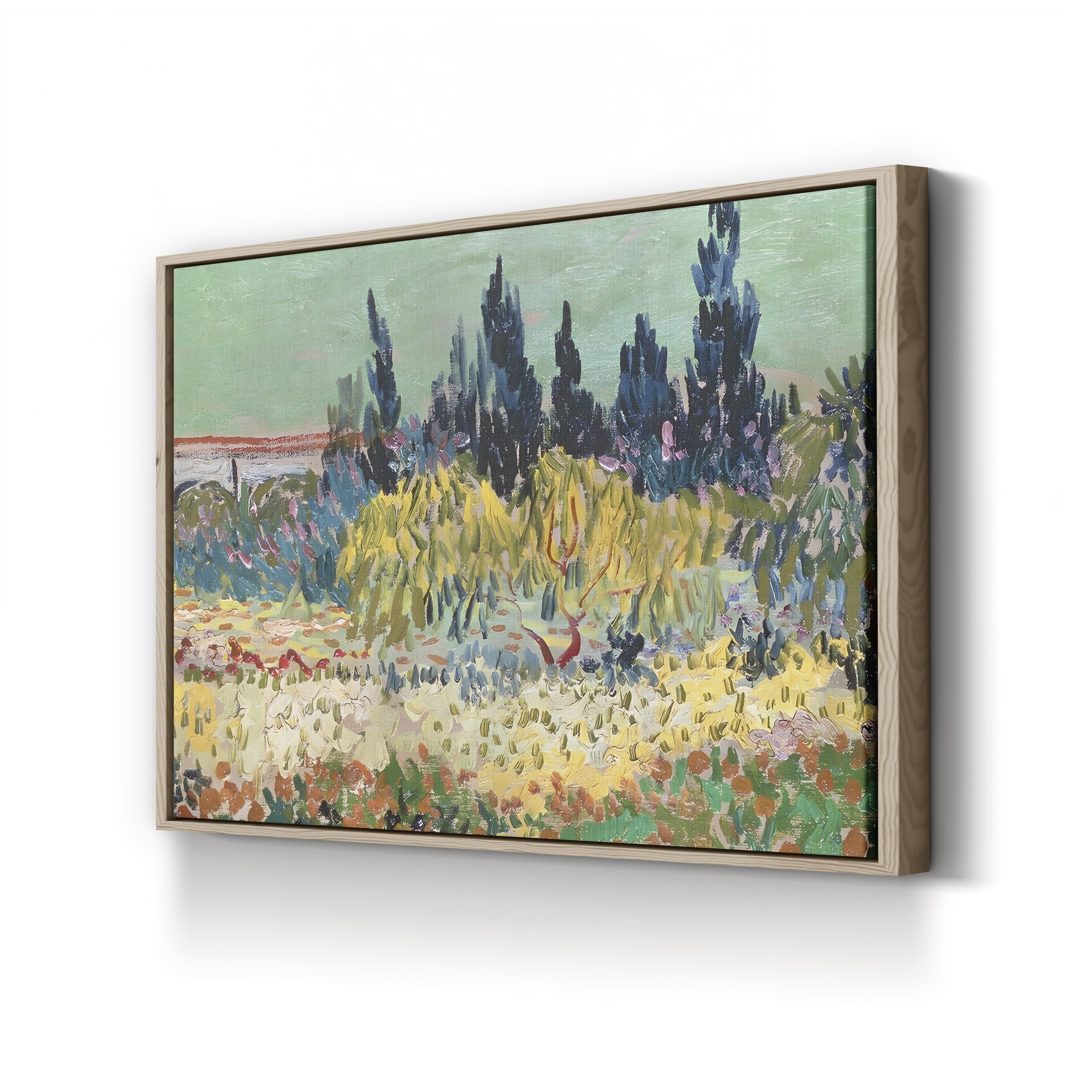 The Garden at Arles: Detail of the Cypress Trees, 1888 – Vincent van Gogh Wall Art | Post-Impressionist Canvas Print