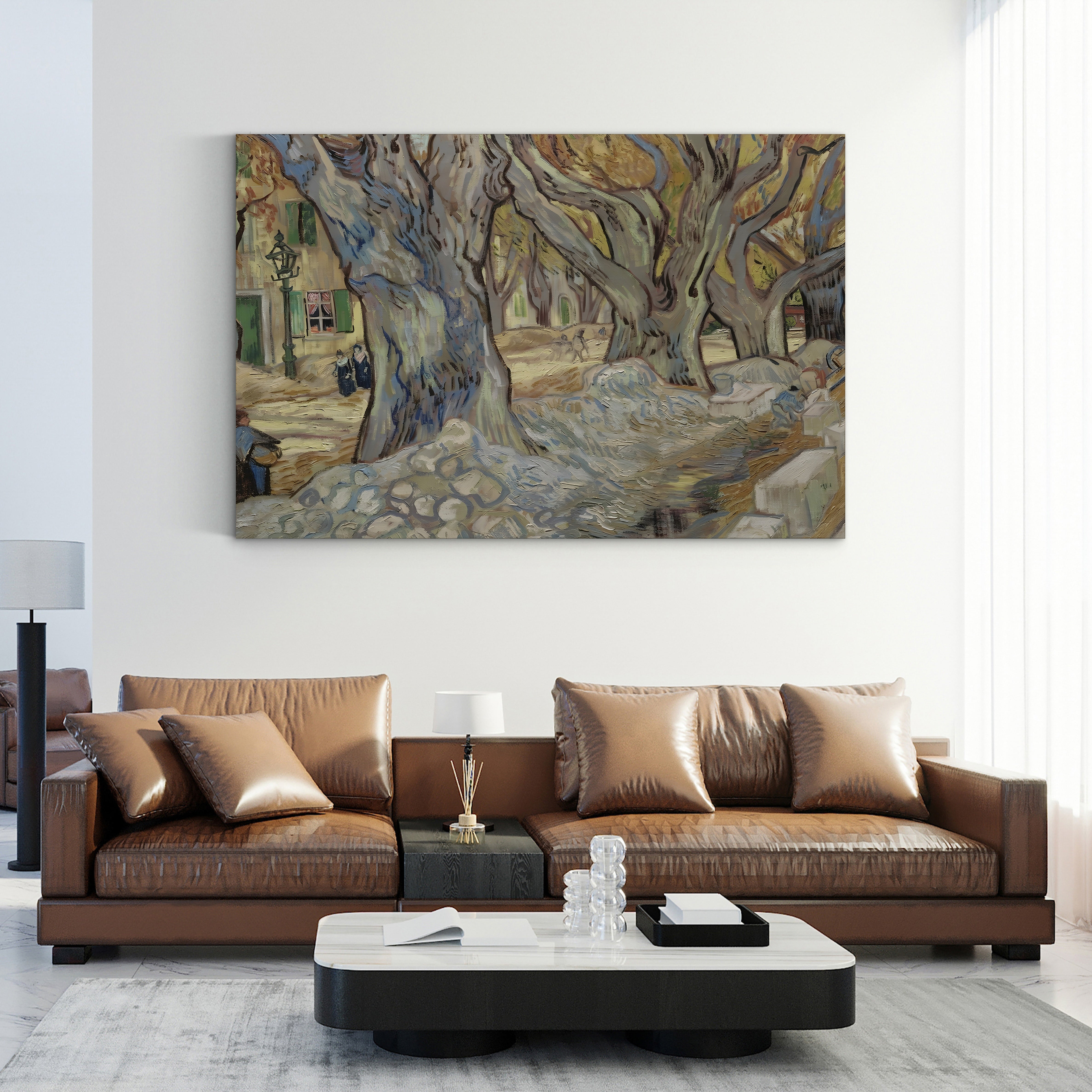 The Large Plane Trees (Road Menders at Saint-Rémy), 1889 – Vincent van Gogh Wall Art | Post-Impressionist Canvas Print