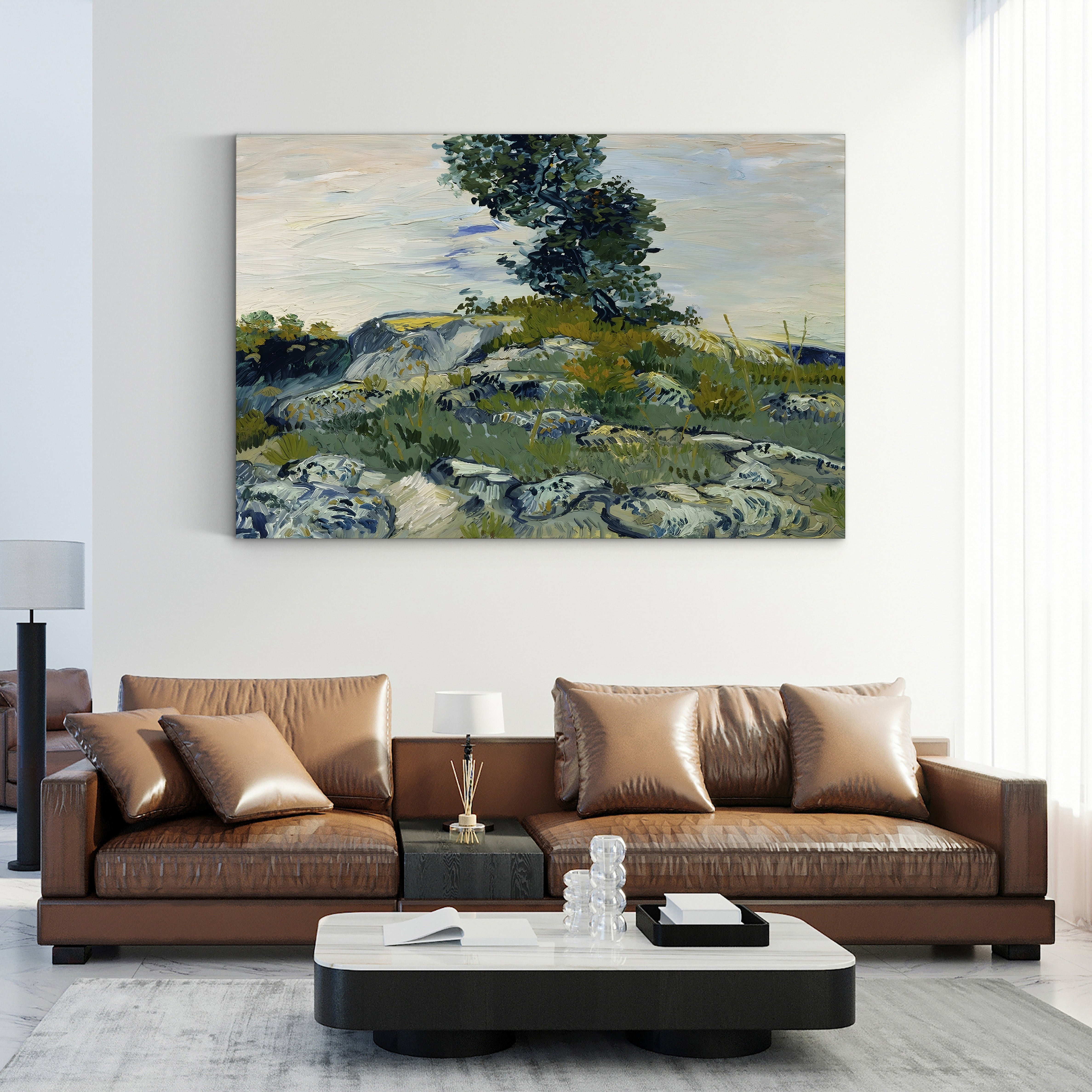 The Rocks, 1888 – Vincent van Gogh Wall Art | Post-Impressionist Arles Landscape Canvas Print