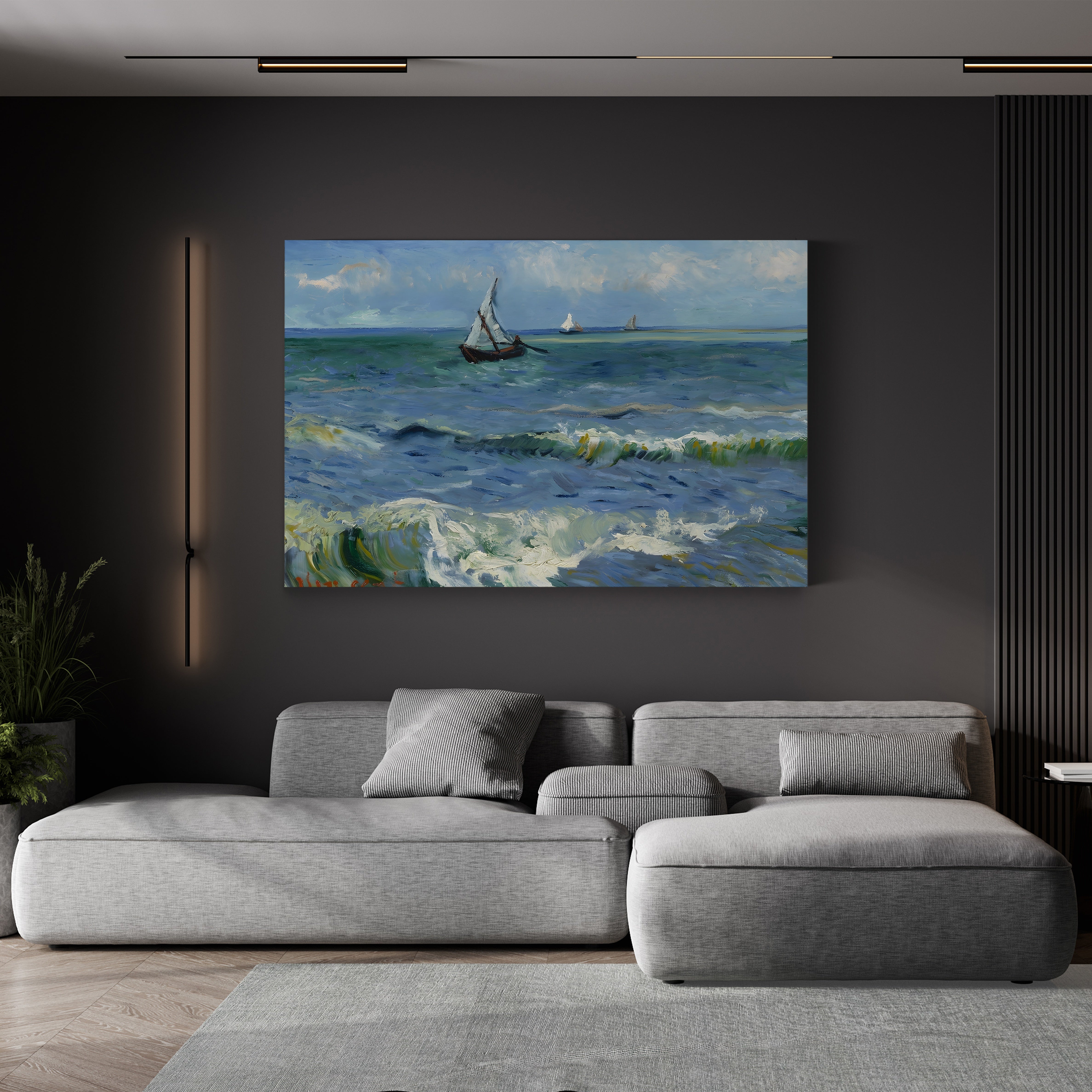 The Sea near Saintes-Maries-de-la-Mer, 1888 – Vincent van Gogh Wall Art | Post-Impressionist Seascape Canvas Print