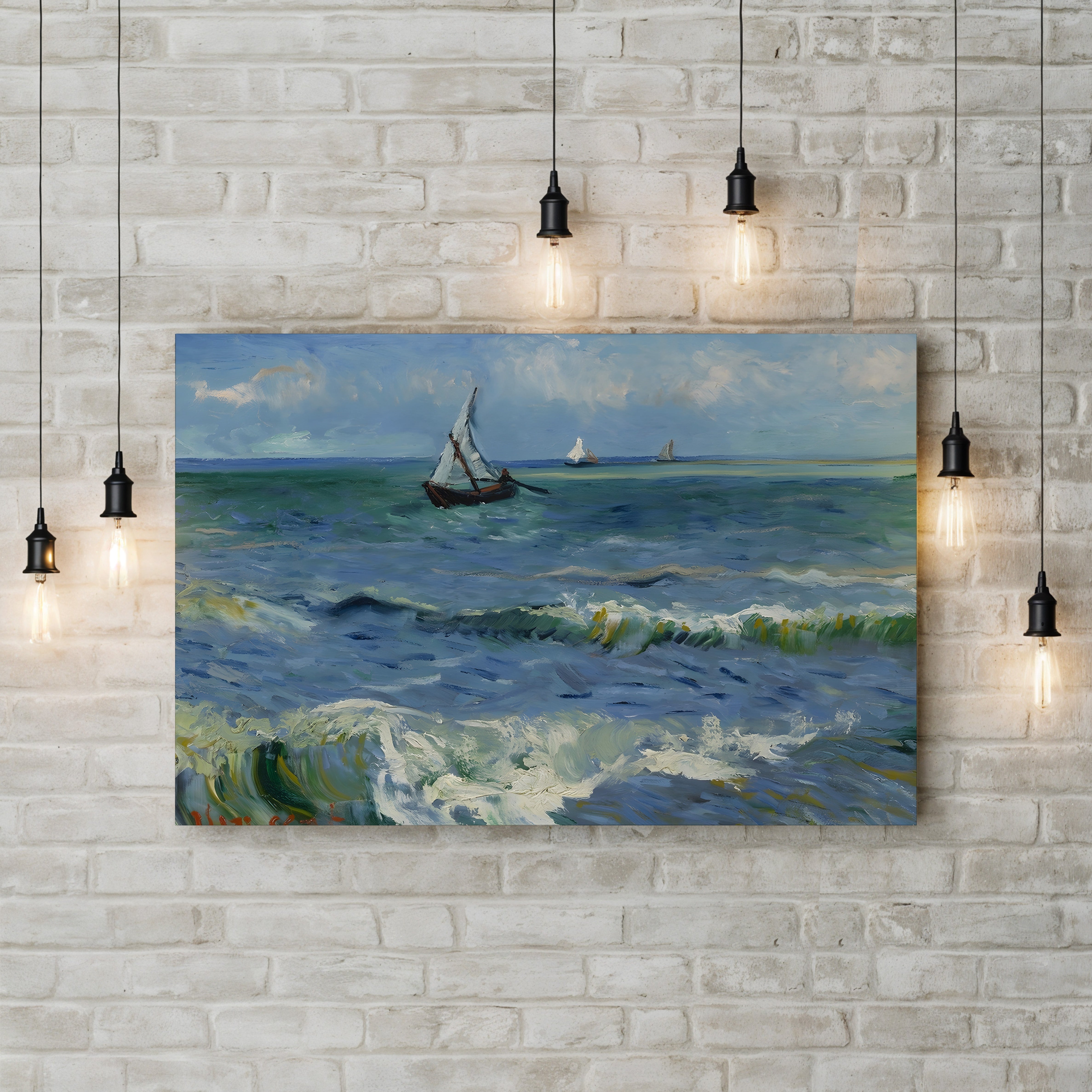 The Sea near Saintes-Maries-de-la-Mer, 1888 – Vincent van Gogh Wall Art | Post-Impressionist Seascape Canvas Print