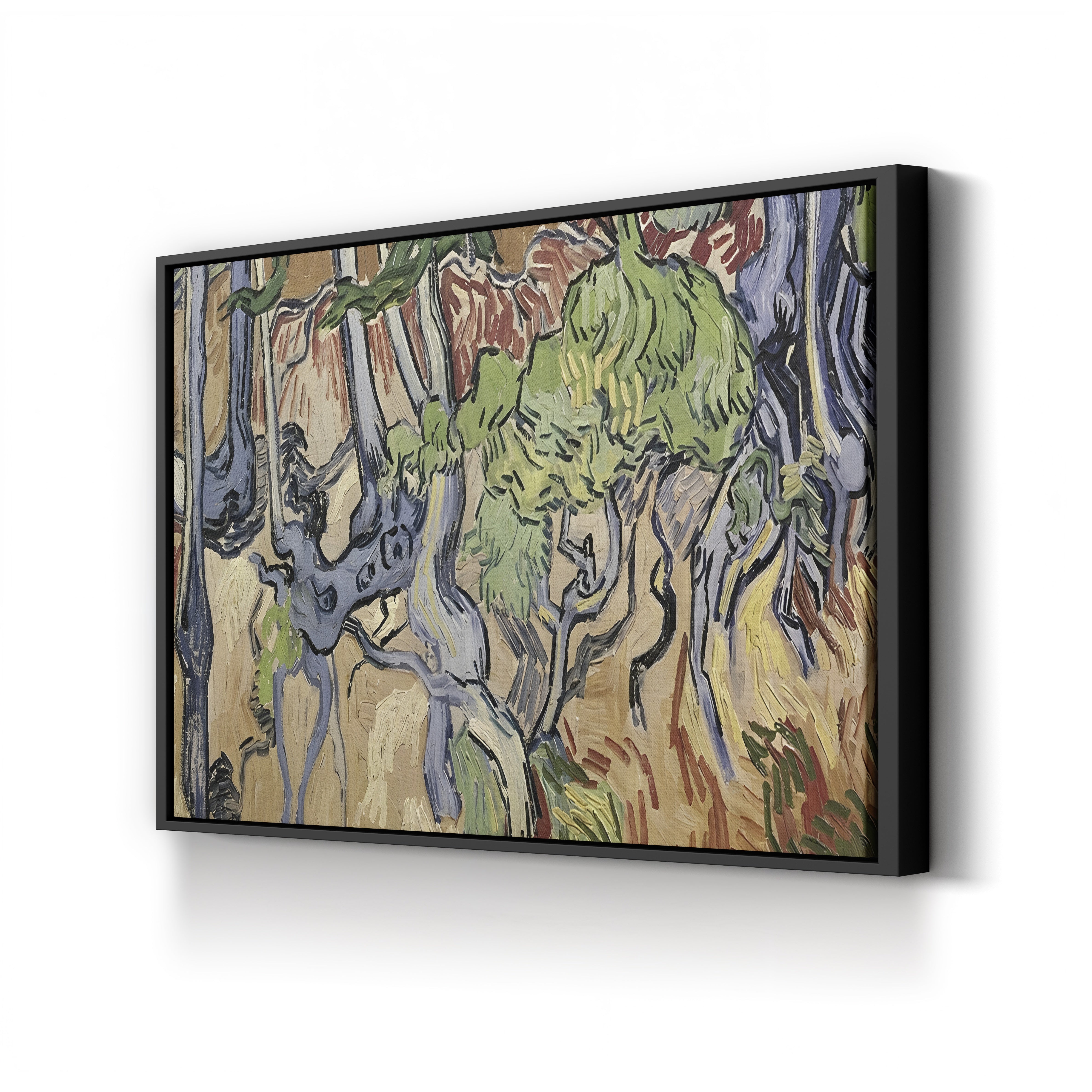 Tree Roots by Vincent van Gogh canvas print in black frame