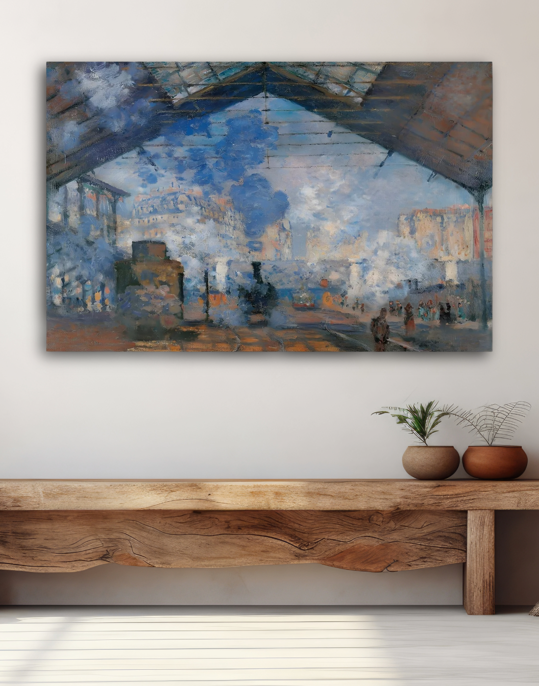 The Gare Saint-Lazare, painted by Claude Monet in 1877, the original hangs in the Musée d’Orsay, Paris.  Artist: Claude Monet (French, 1840-1926). Date: 1877.