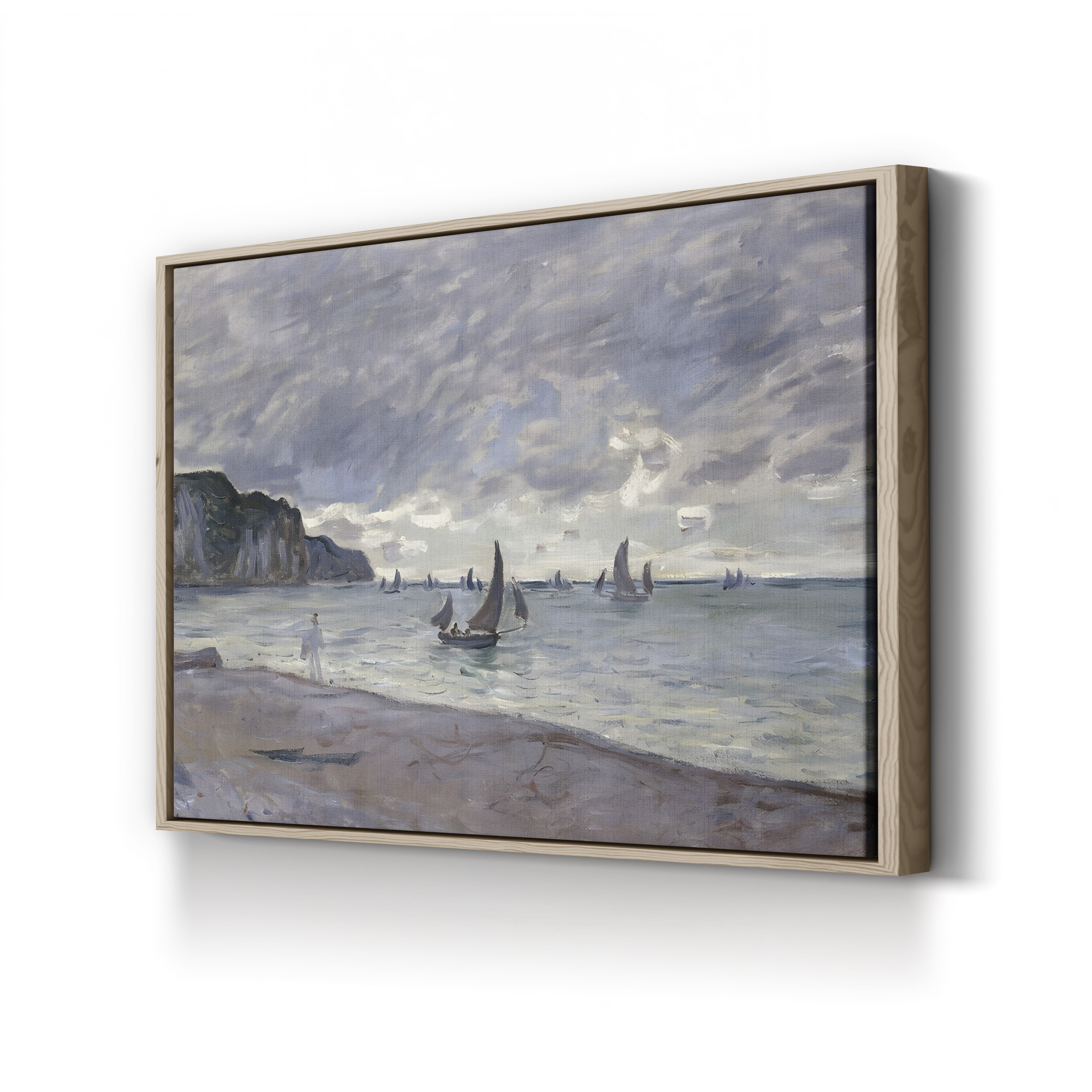 Fishing Boats in Front of the Beach and Cliffs of Pourville, 1882 – Claude Monet Wall Art | Impressionist Seascape Print