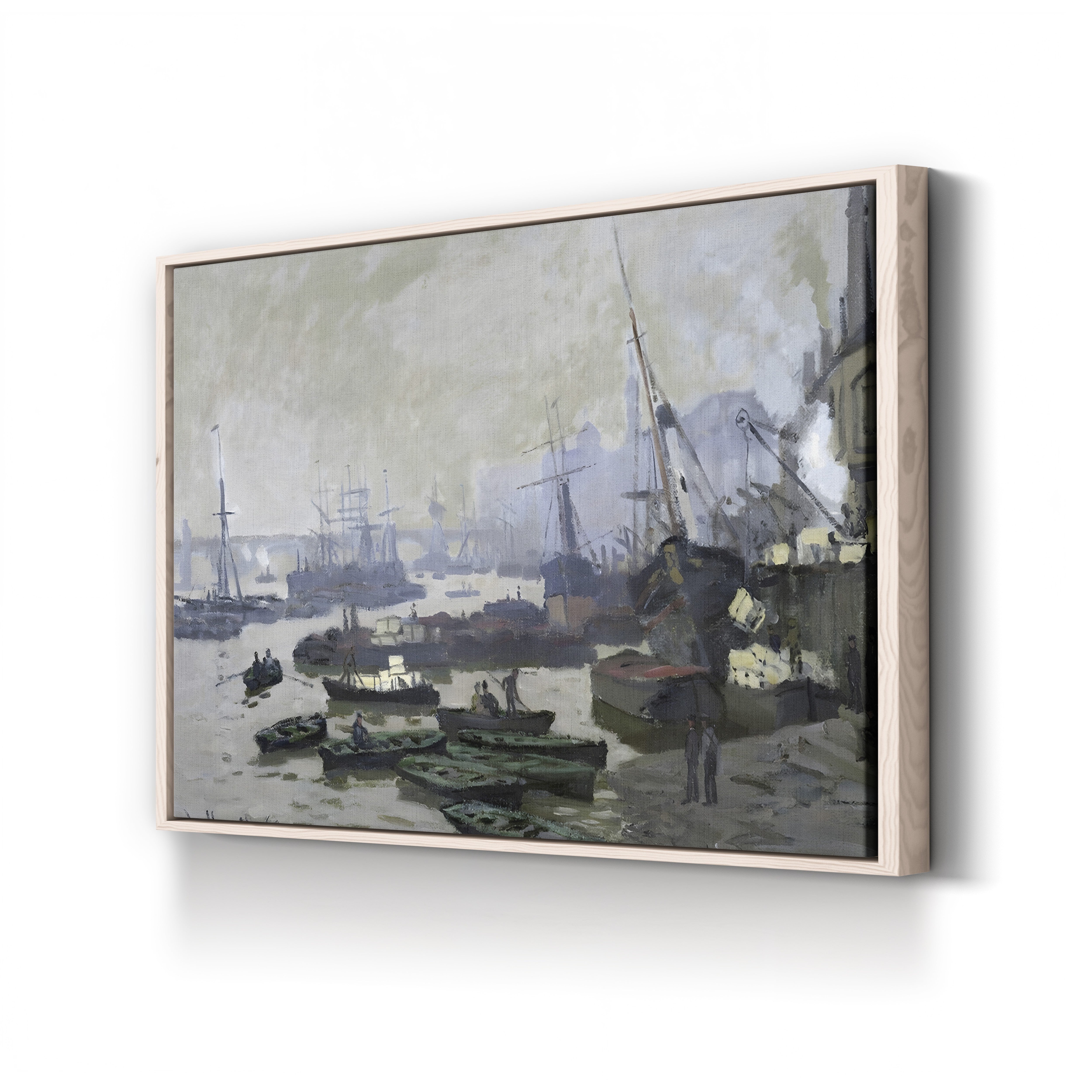 Boats in the Pool of London, 1871 – Claude Monet Wall Art | Early Impressionist Thames Canvas Print