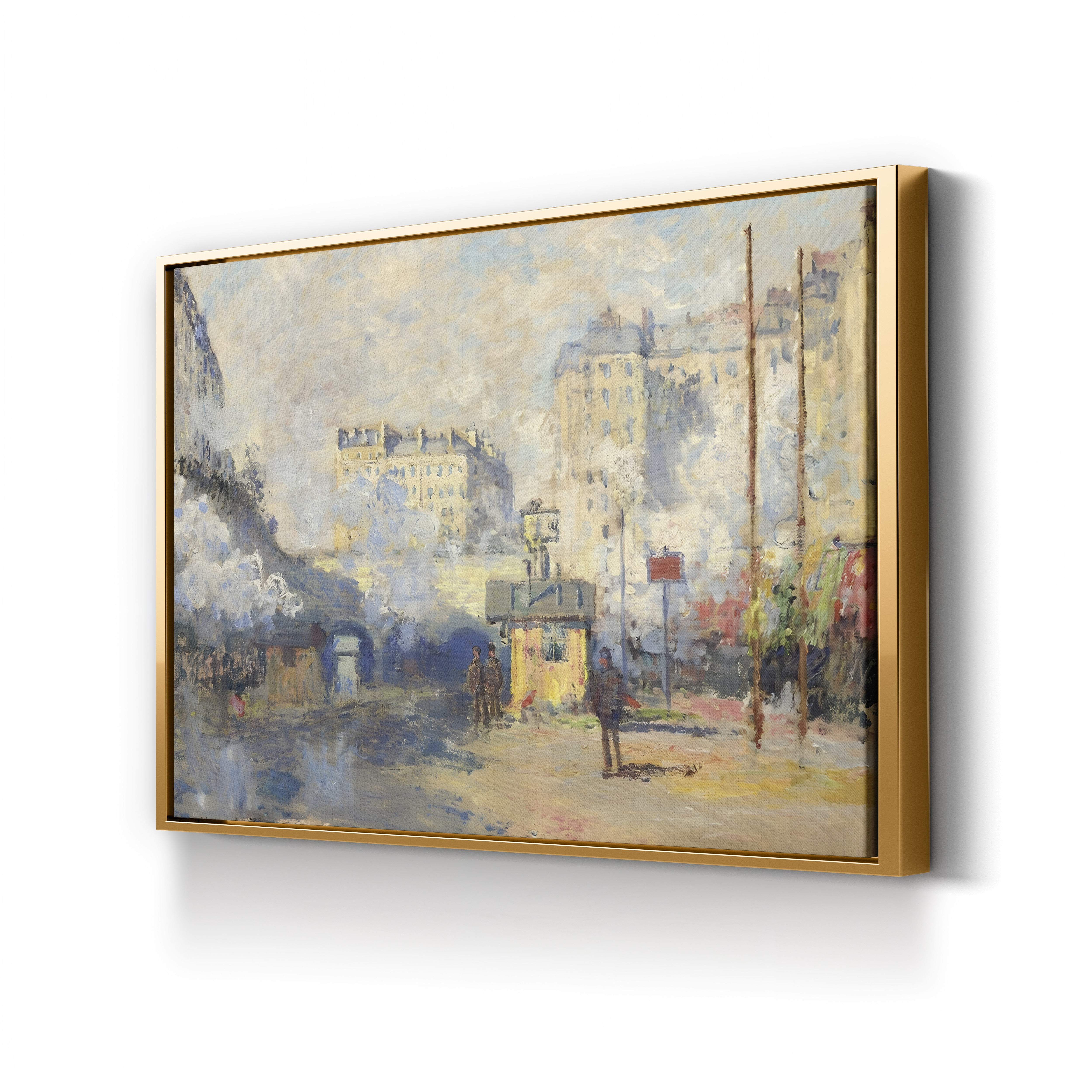 Exterior of Saint-Lazare Station, Sunlight Effect, 1877 – Claude Monet Wall Art | Impressionist Industrial Landscape Print